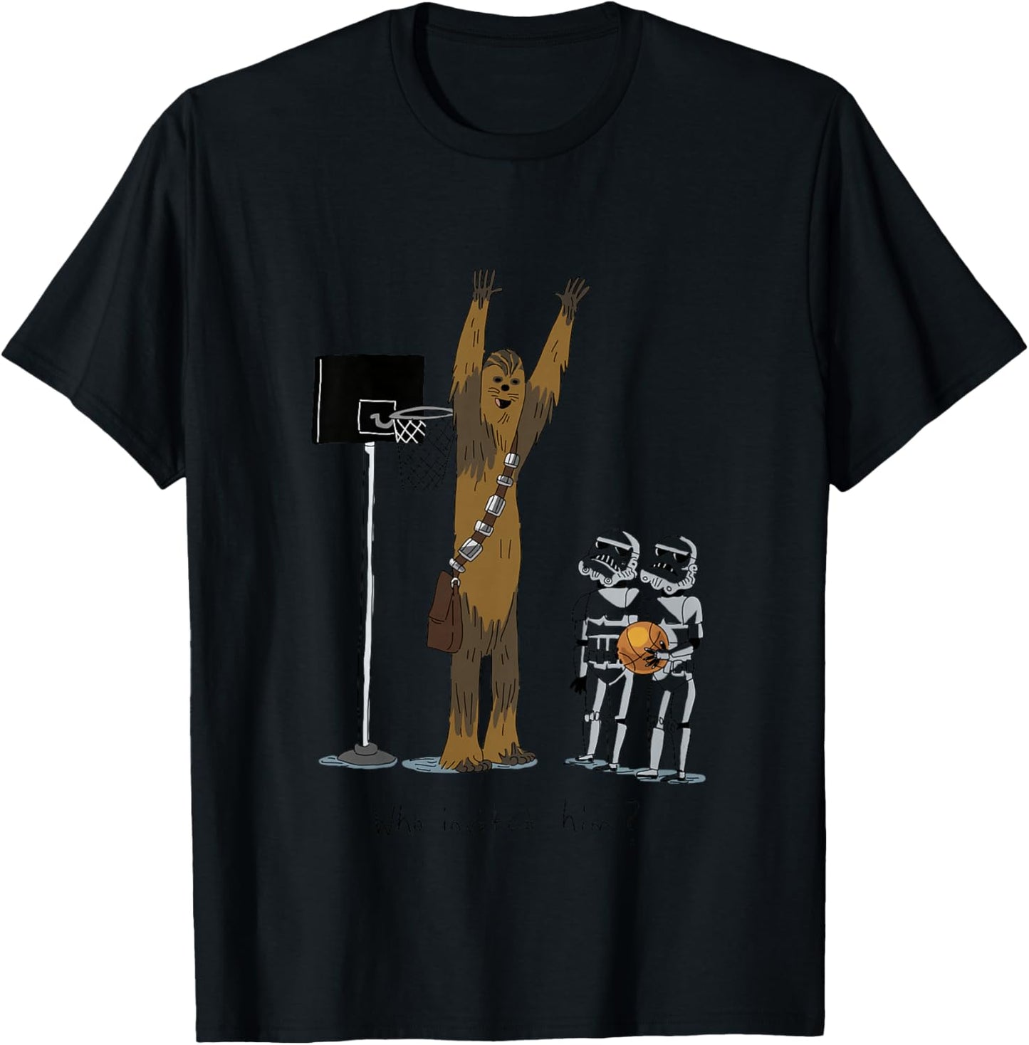 Kids Star Wars Classic Chewbacca Basketball Who Invited Him? T-Shirt - T-Shirt | Black