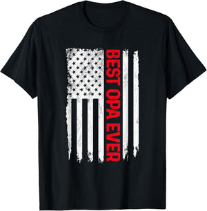 Best Opa Ever American flag Funny Papa Grandpa T-Shirt - T-Shirt | Black
