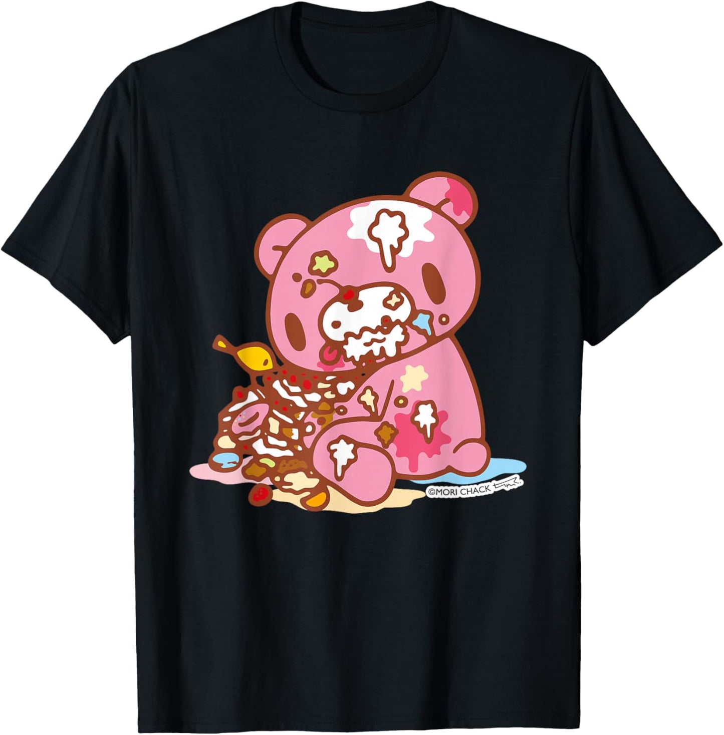 Gloomy Bear The Naughty Grizzly Junk Food Feast Anime T-Shirt - T-Shirt | Black