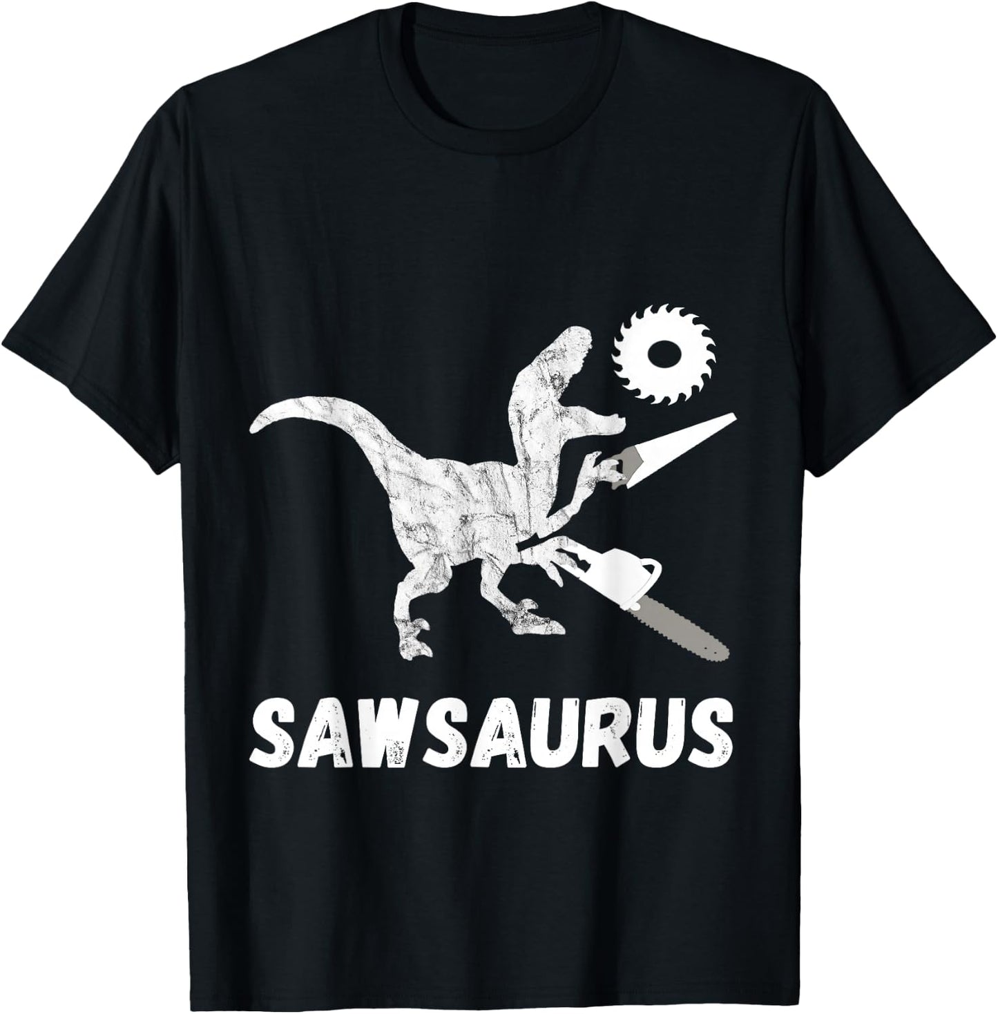 Carpenter Dinosaur Woodworker Dino Carpentry T-Rex Chainsaw T-Shirt - T-Shirt | Black