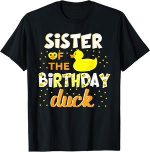Sister Of The Birthday Duck Yellow Duck Birthday Fun T-Shirt - T-Shirt | Black