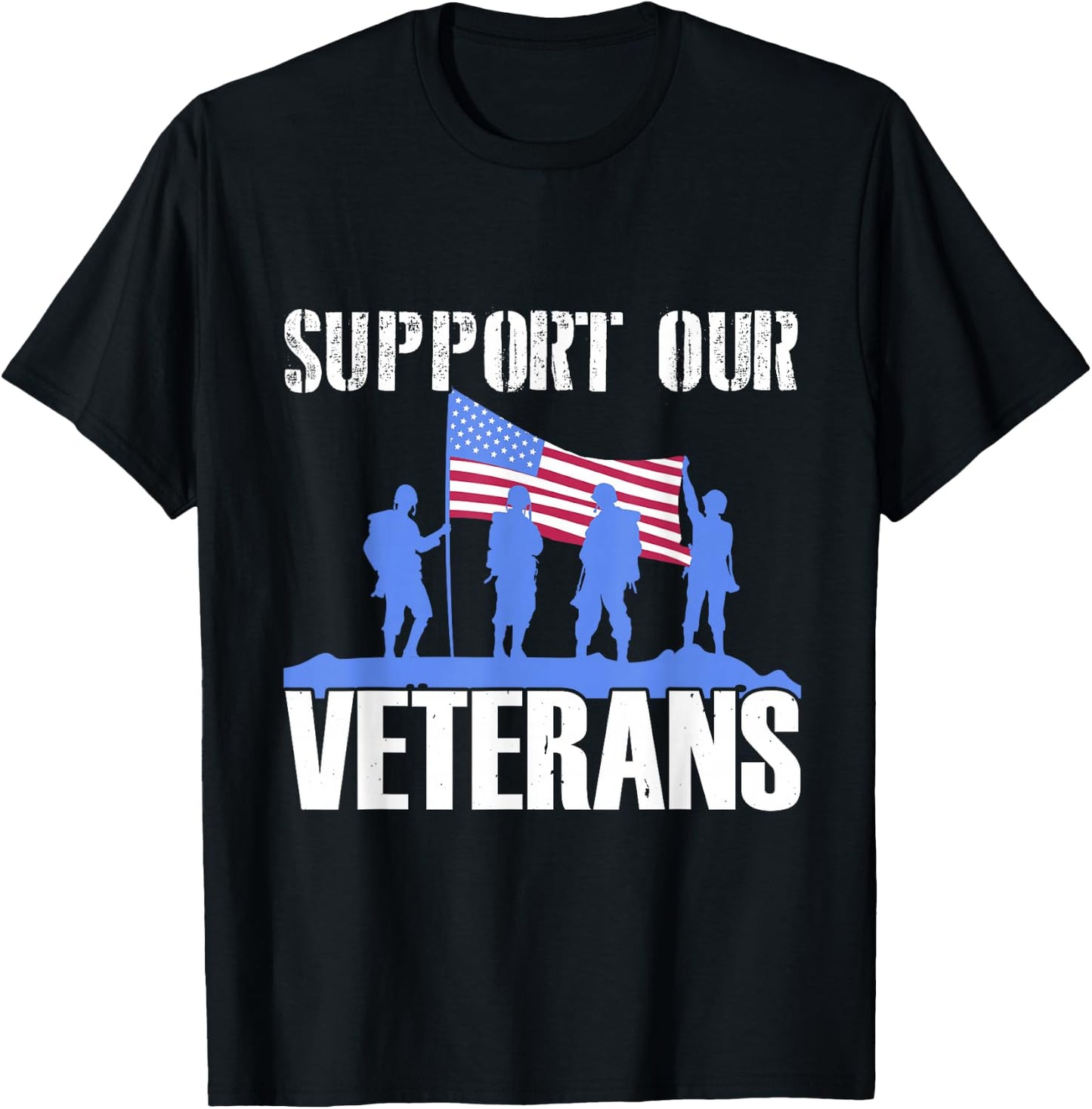 American Flag Support our Veterans T-Shirt - T-Shirt | Black