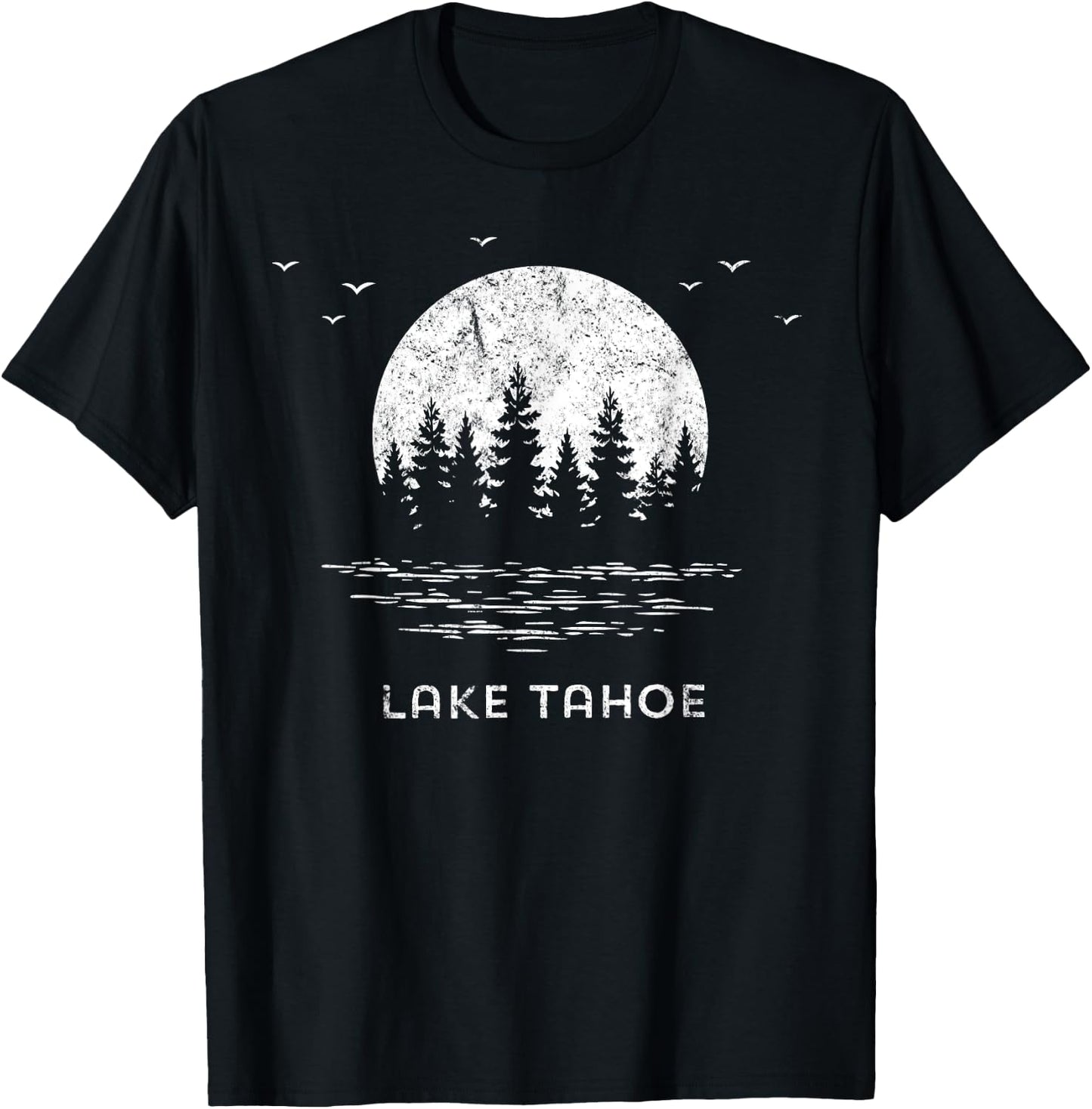 Lake Tahoe California/Nevada Mountain Resort Moon Trees Gift T-Shirt - T-Shirt | Black