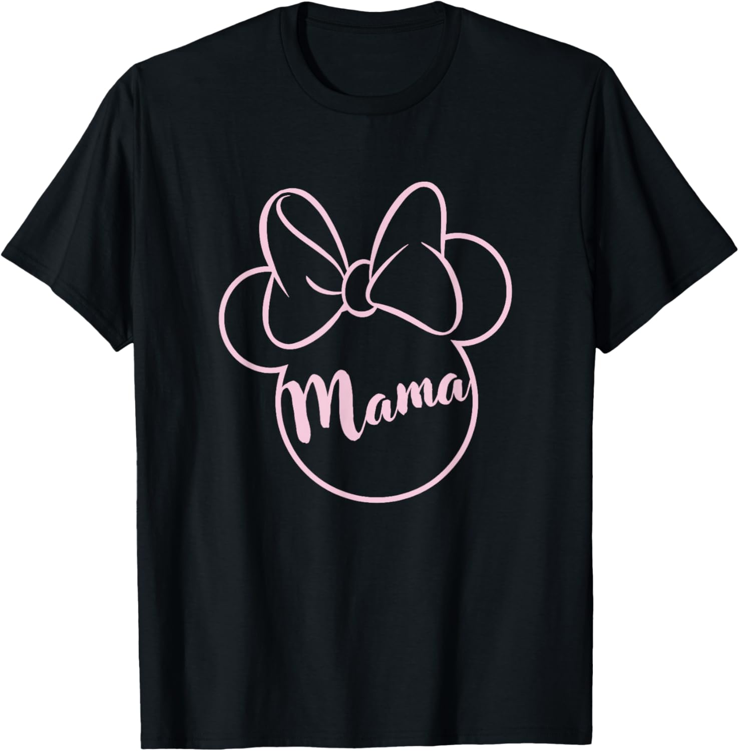 Disney Mickey and Friends Minnie Mouse Mama Pink Bow Ears T-Shirt - T-Shirt | Black