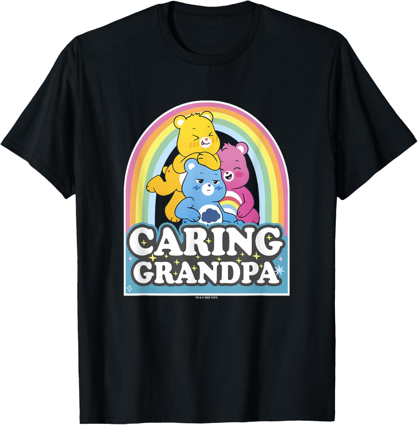 Care Bears Caring Grandpa Retro Rainbow Grumpy Group Shot T-Shirt - T-Shirt | Black