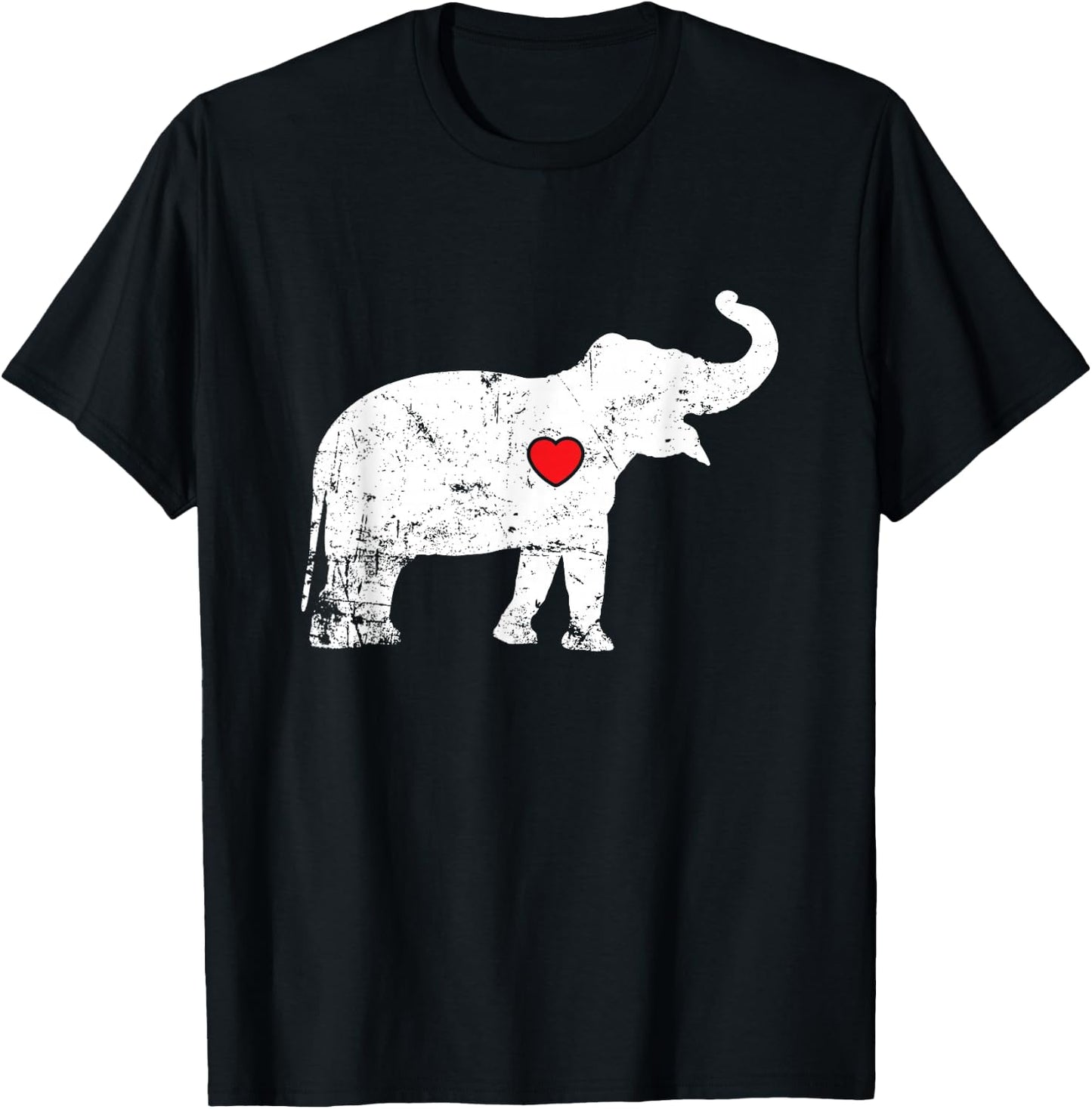 Elephant with red Heart T-Shirt - T-Shirt | Black