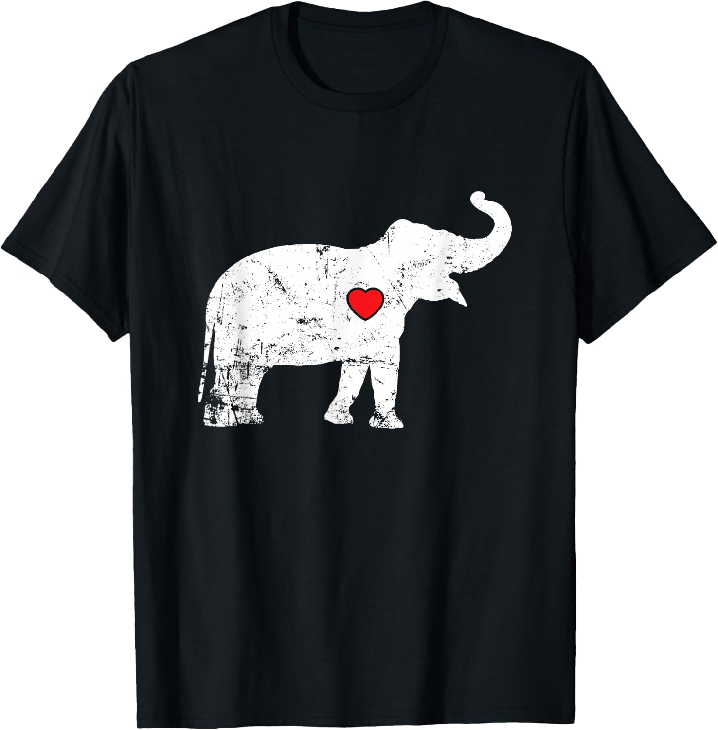 Elephant with red Heart T-Shirt - T-Shirt | Black