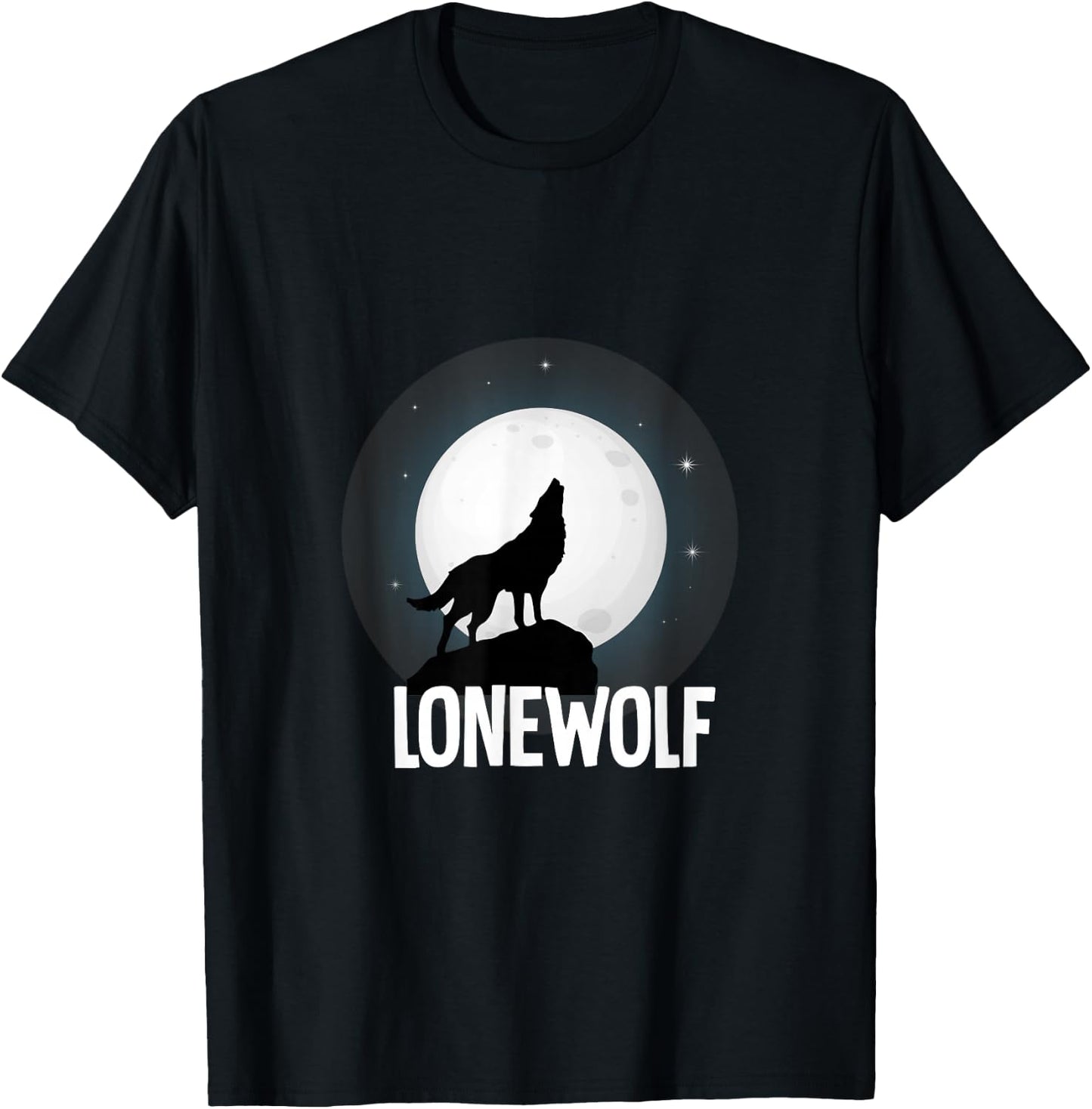Lone Wolf Howling at The Moon Animal Wildlife Wild Howl T-Shirt - T-Shirt | Black