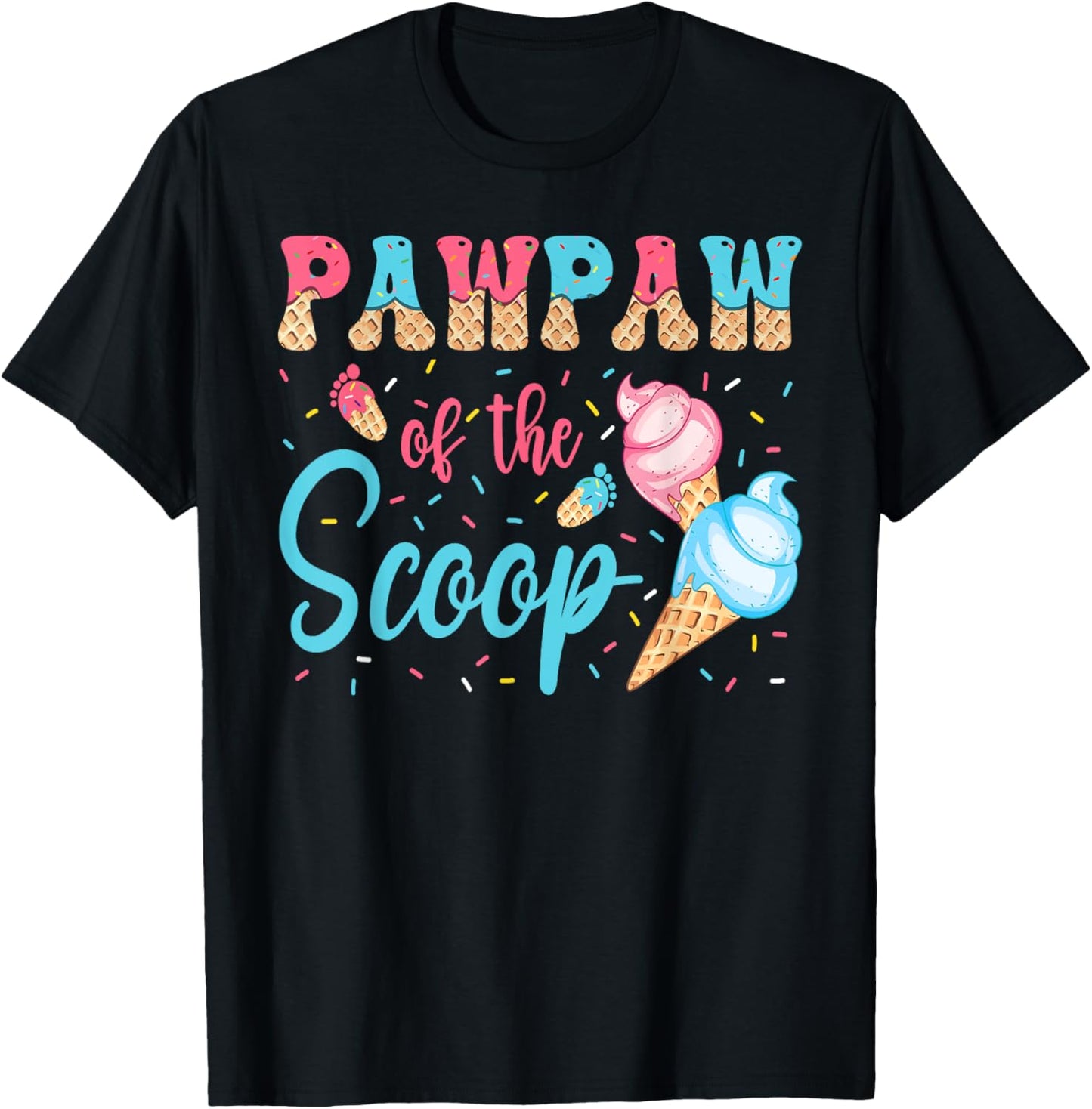 Pawpaw Of The Scoop Ice Cream Gender Reveal Baby Shower T-Shirt - T-Shirt | Black