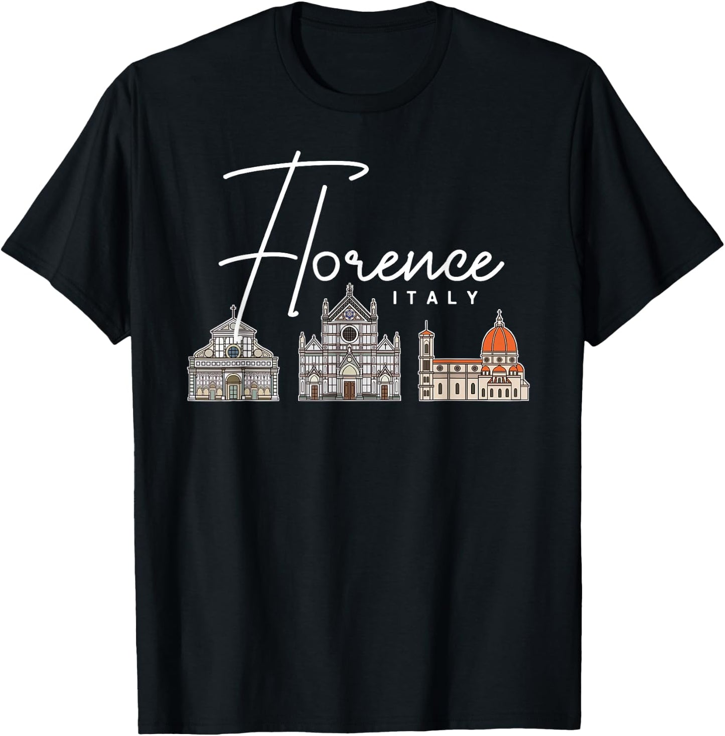 Florence Italy City Skyline Map Travel T-Shirt - T-Shirt | Black
