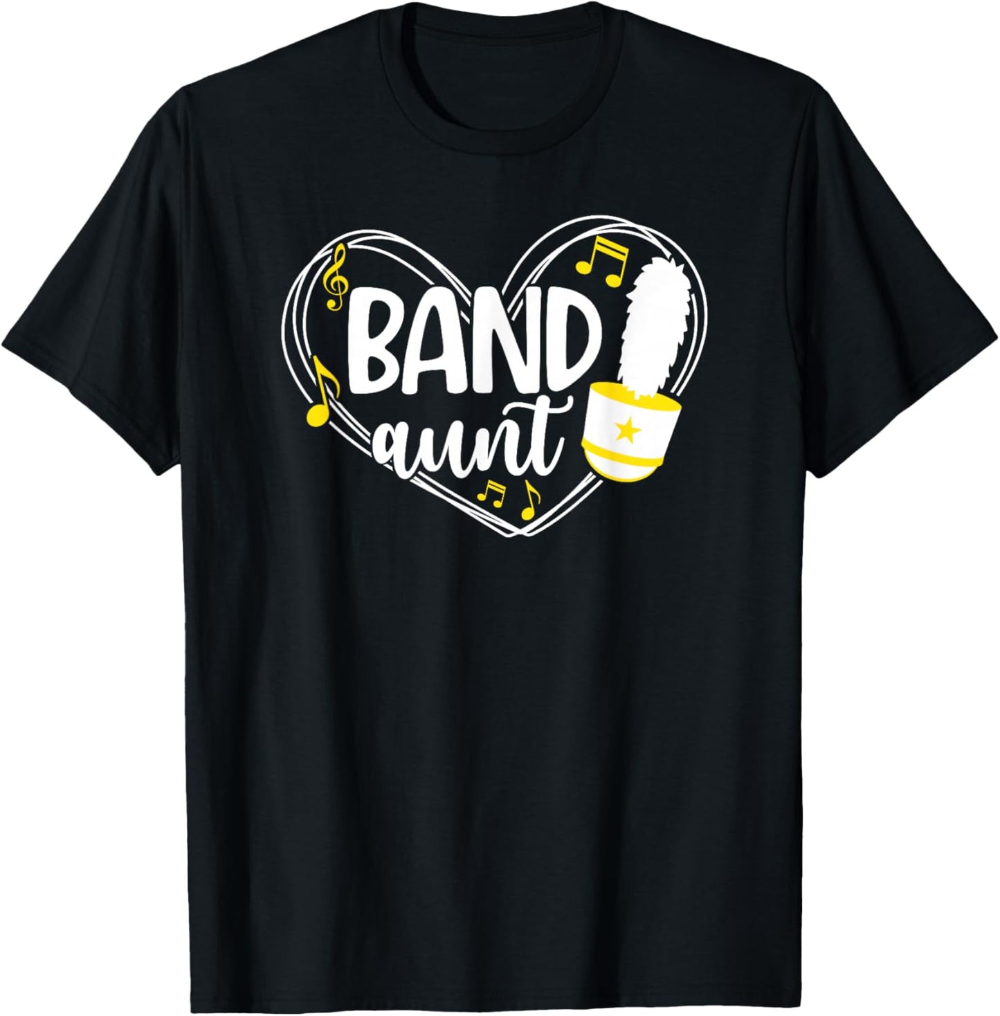 Band Aunt Heart Marching Band Aunt T-Shirt - T-Shirt | Black