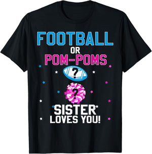 Football or Pom Poms Cheerleader Sister Loves You Baby T-Shirt - T-Shirt | Black