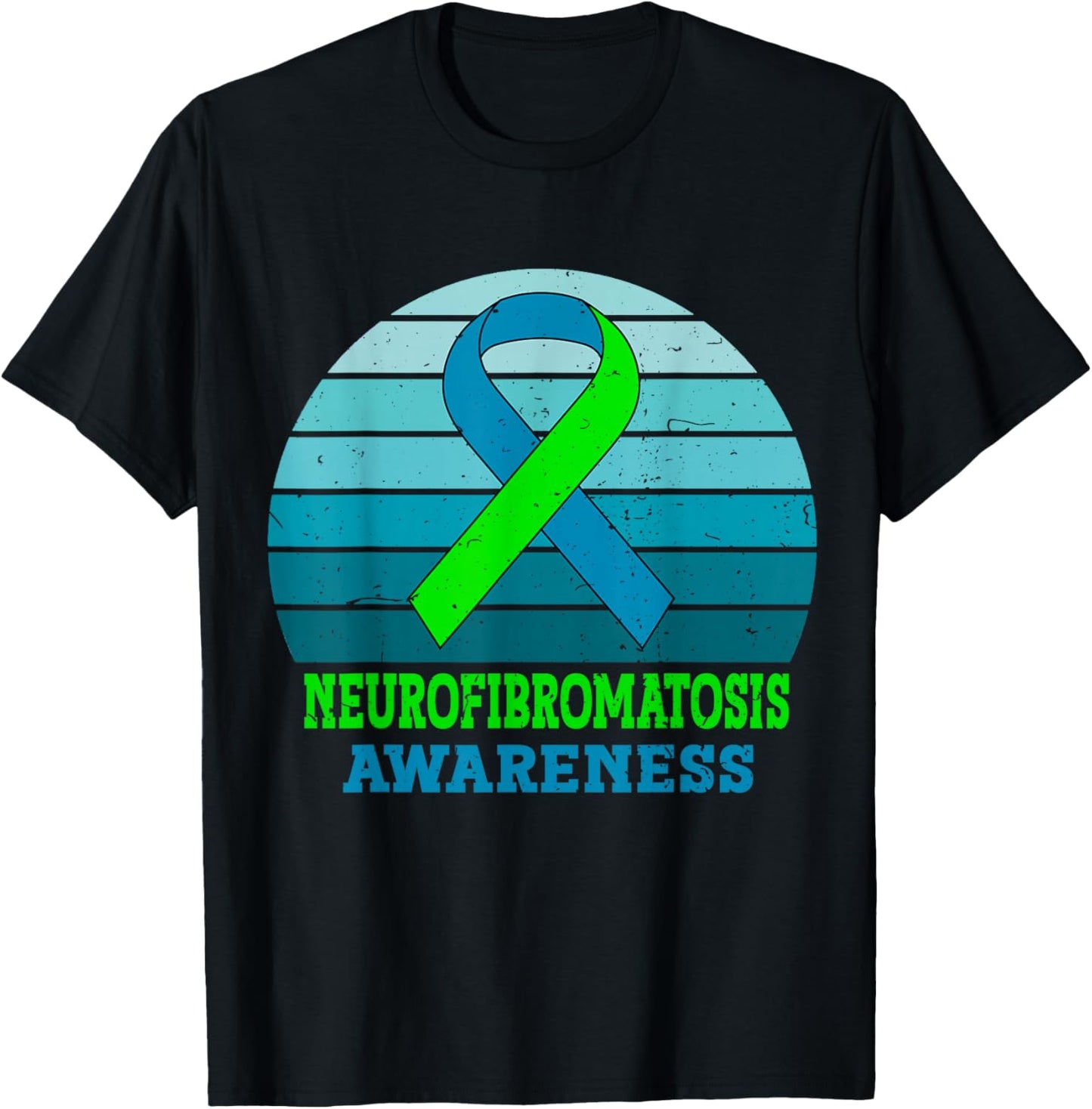 Green Ribbon NF1 Neurofibromatosis Awareness Vintage NF T-Shirt - T-Shirt | Black