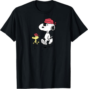Peanuts Walk and Talk Like a Pirate Small T-Shirt - T-Shirt | Black