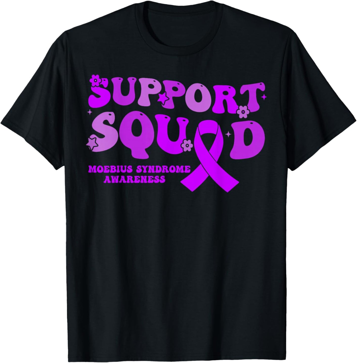 Support Squad Purple Ribbon Moebius Syndrome Awareness T-Shirt - T-Shirt | Black