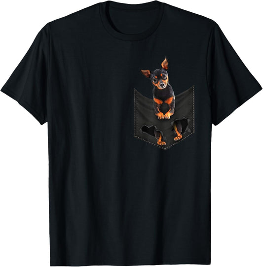 Funny Miniature Pinscher dog in Pocket Mini Pin Lovers T-Shirt - T-Shirt | Black