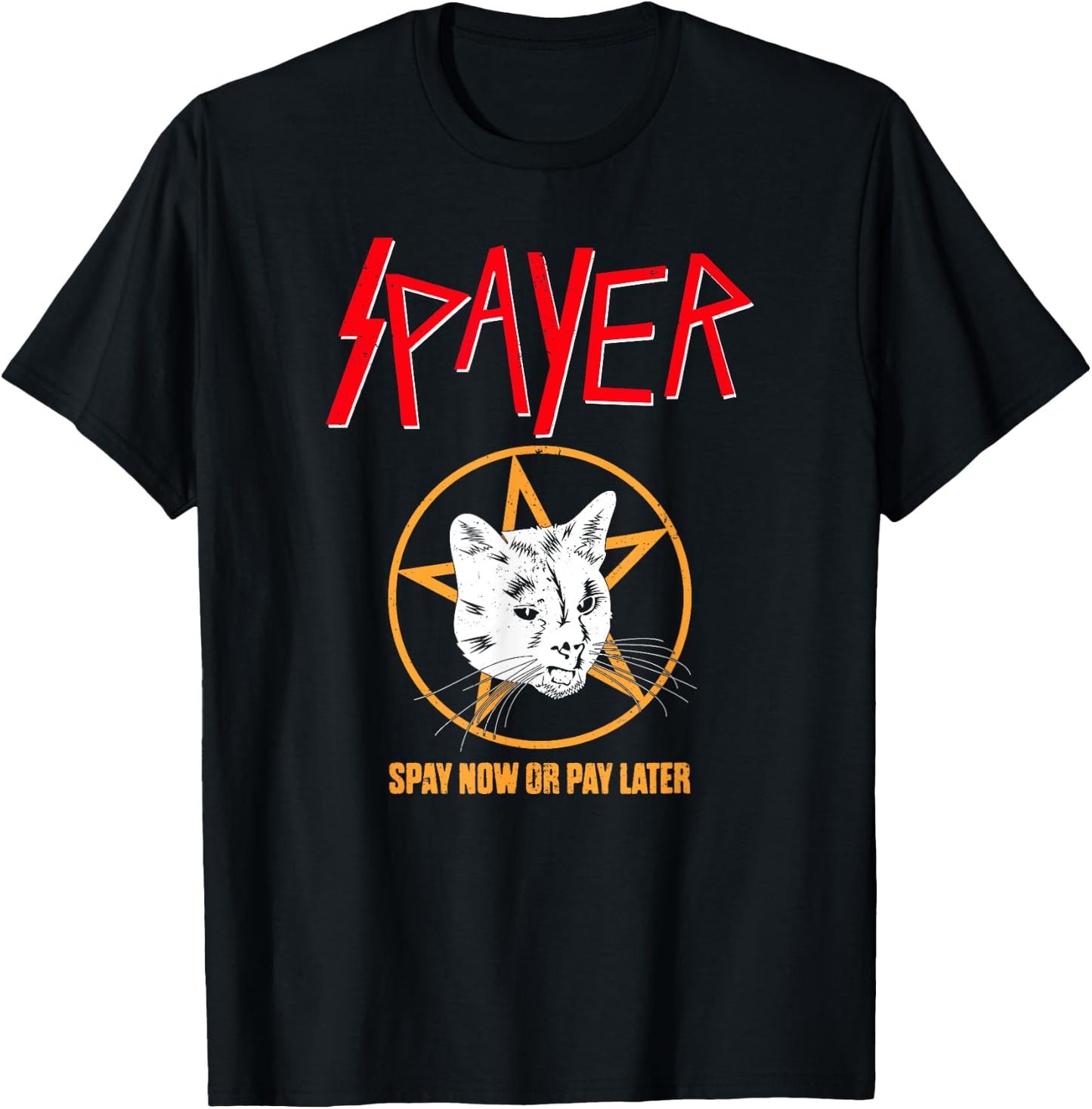 Vintage Rock Spayer Cat Kitten Pun Mom Dad Gift Shirt Men Women Girls Kids T-Shirt - T-Shirt | Black