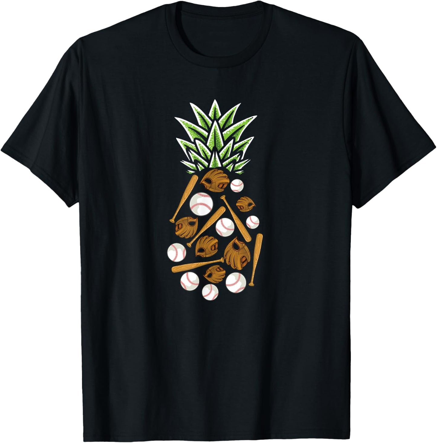 Pineapple Aloha Beaches Hawaii Baseball Gift - Catcher Men Women Kids T-Shirt - T-Shirt | Black