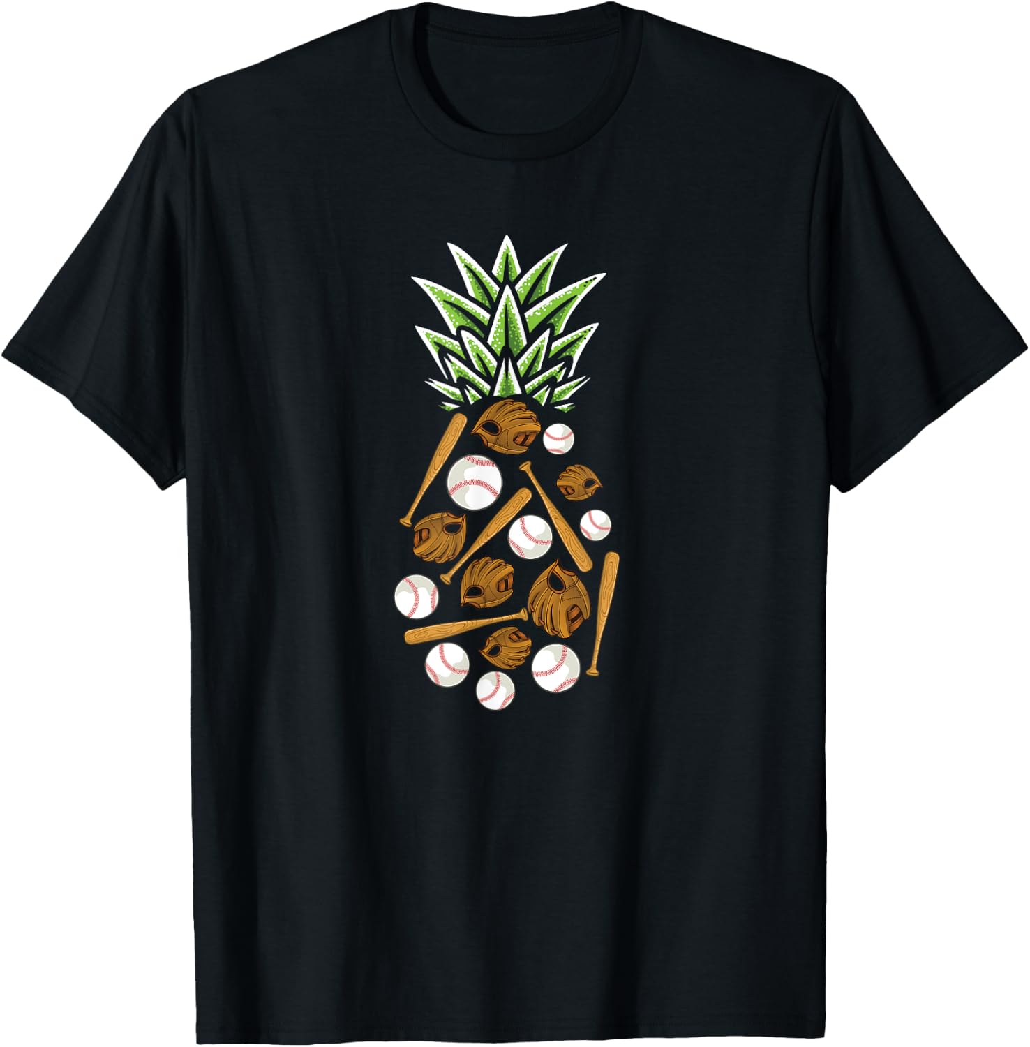 Pineapple Aloha Beaches Hawaii Baseball Gift - Catcher Men Women Kids T-Shirt - T-Shirt | Black