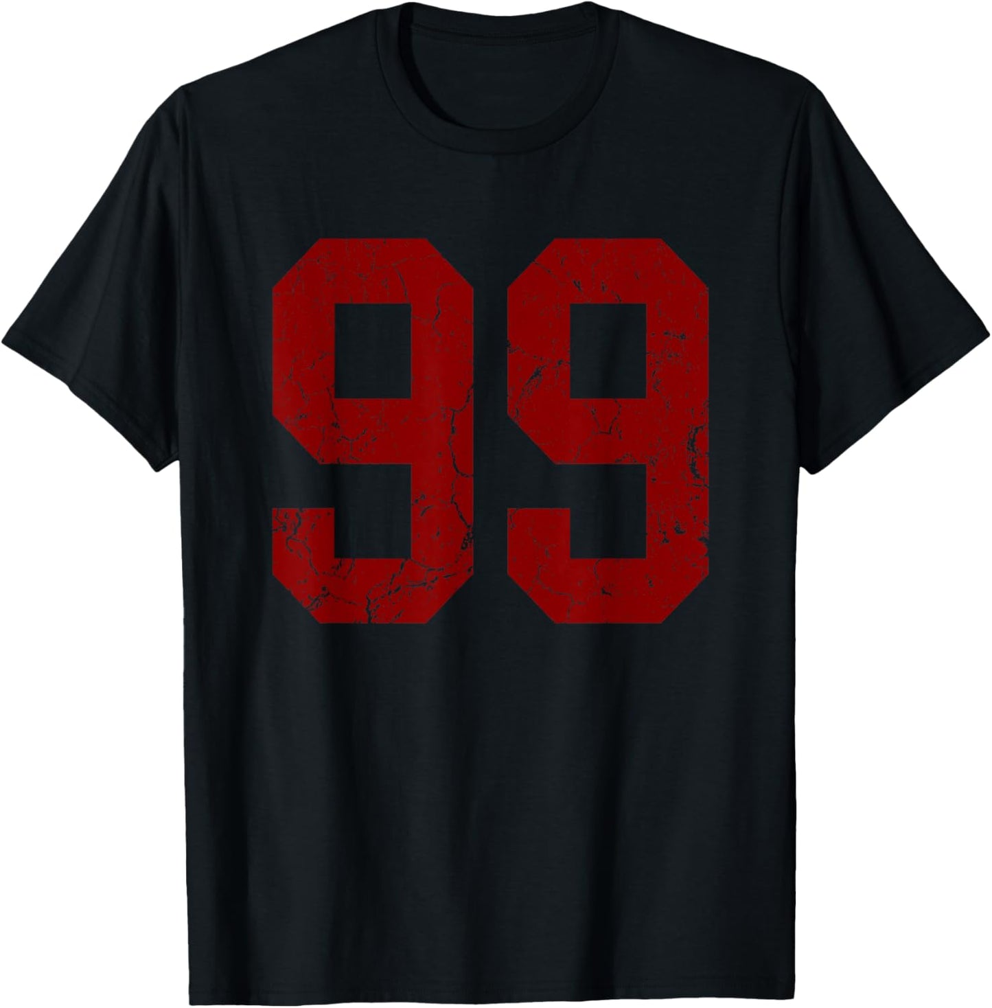 Distressed Maroon Number 99 Jersey Player Uniform #99 T-Shirt - T-Shirt | Black