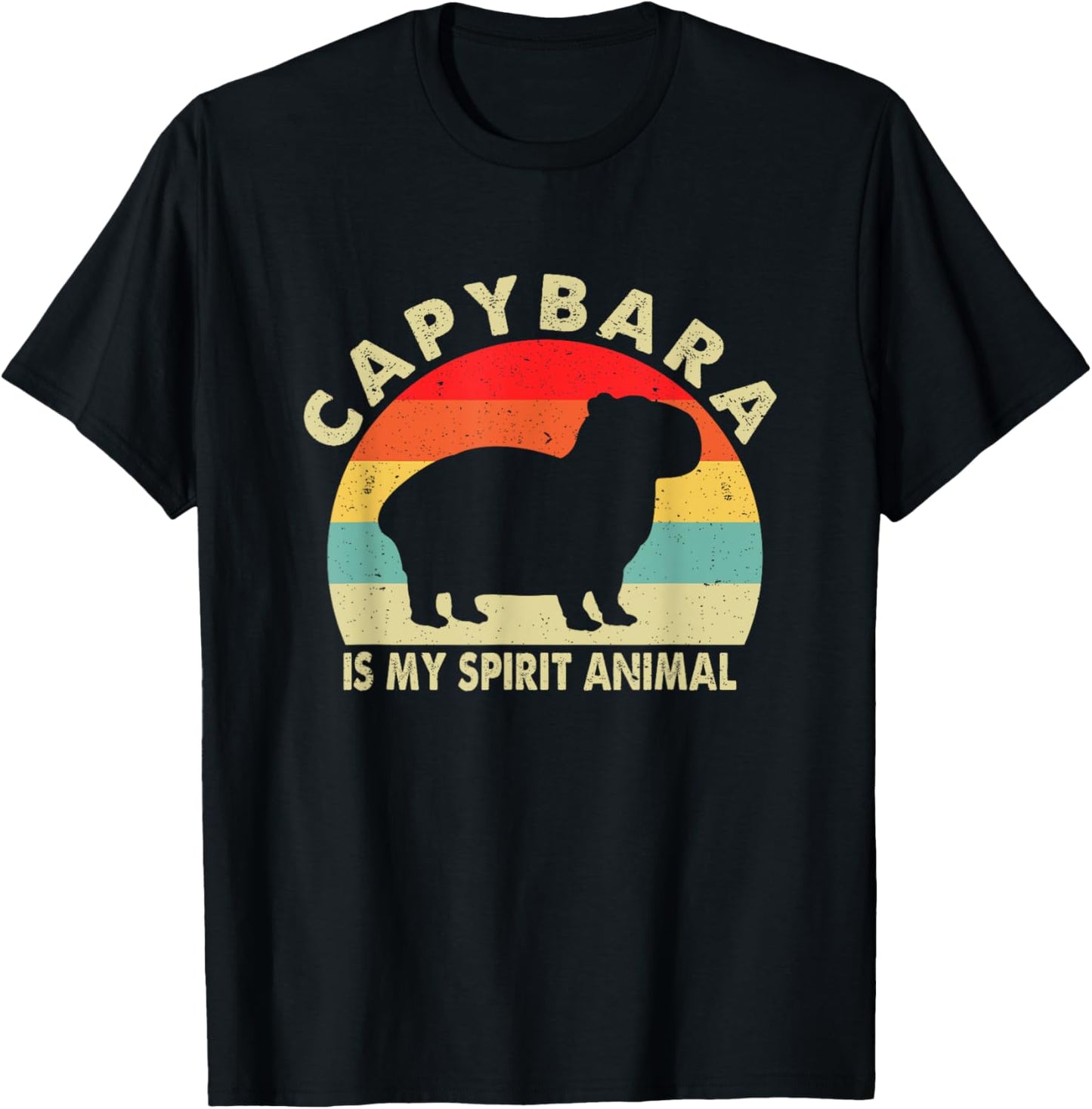 Capybara Is My Spirit Animal Vintage Rodent Funny Capybara T-Shirt - T-Shirt | Black