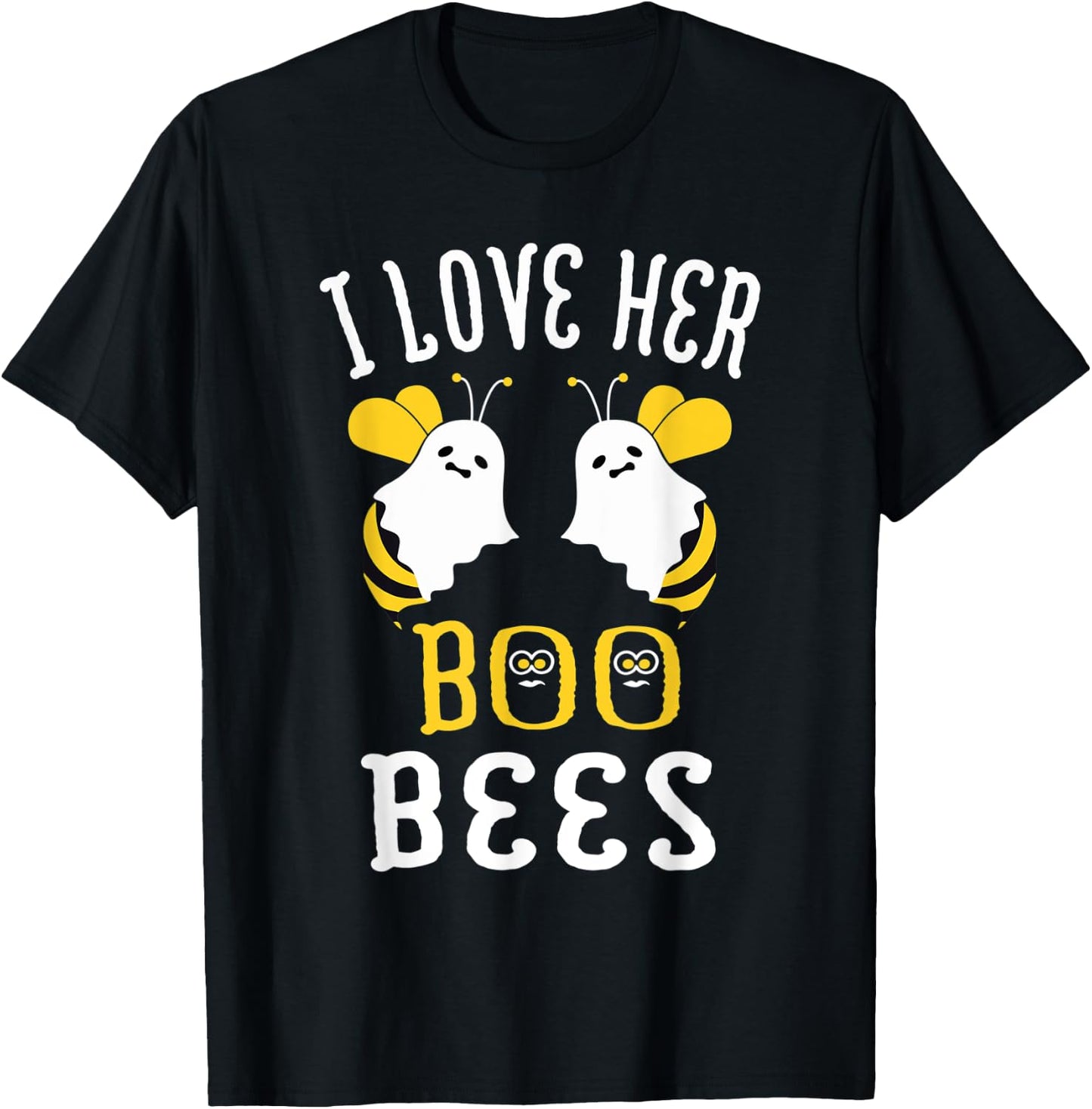 Boo Bees Halloween Couple I Love Her Matching Costume T-Shirt - T-Shirt | Black