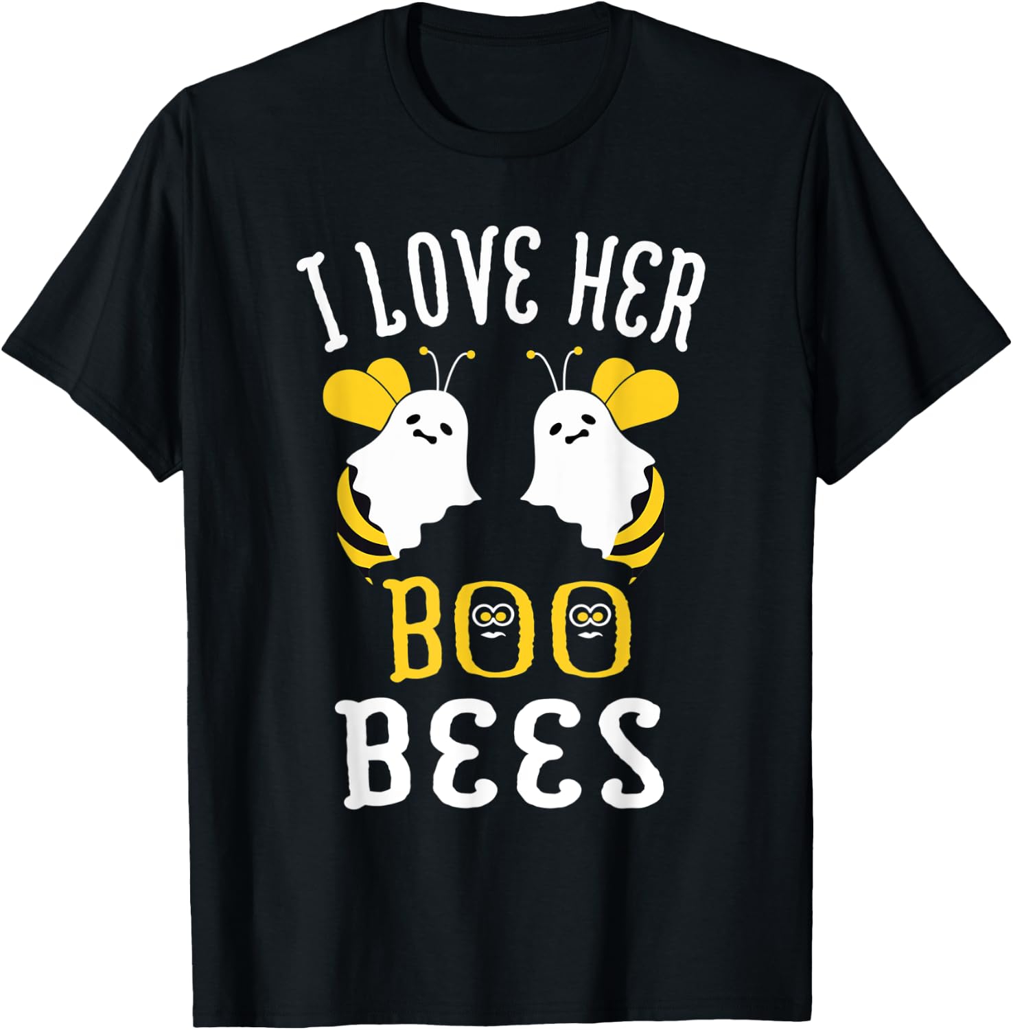 Boo Bees Halloween Couple I Love Her Matching Costume T-Shirt - T-Shirt | Black