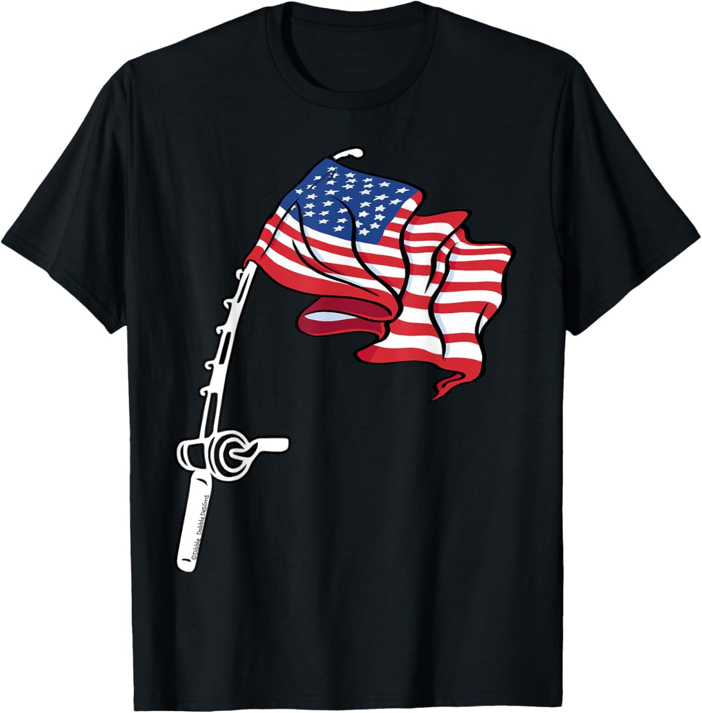 Patriotic Fishing USA Flag Fisherman 4th of July T-Shirt - T-Shirt | Black