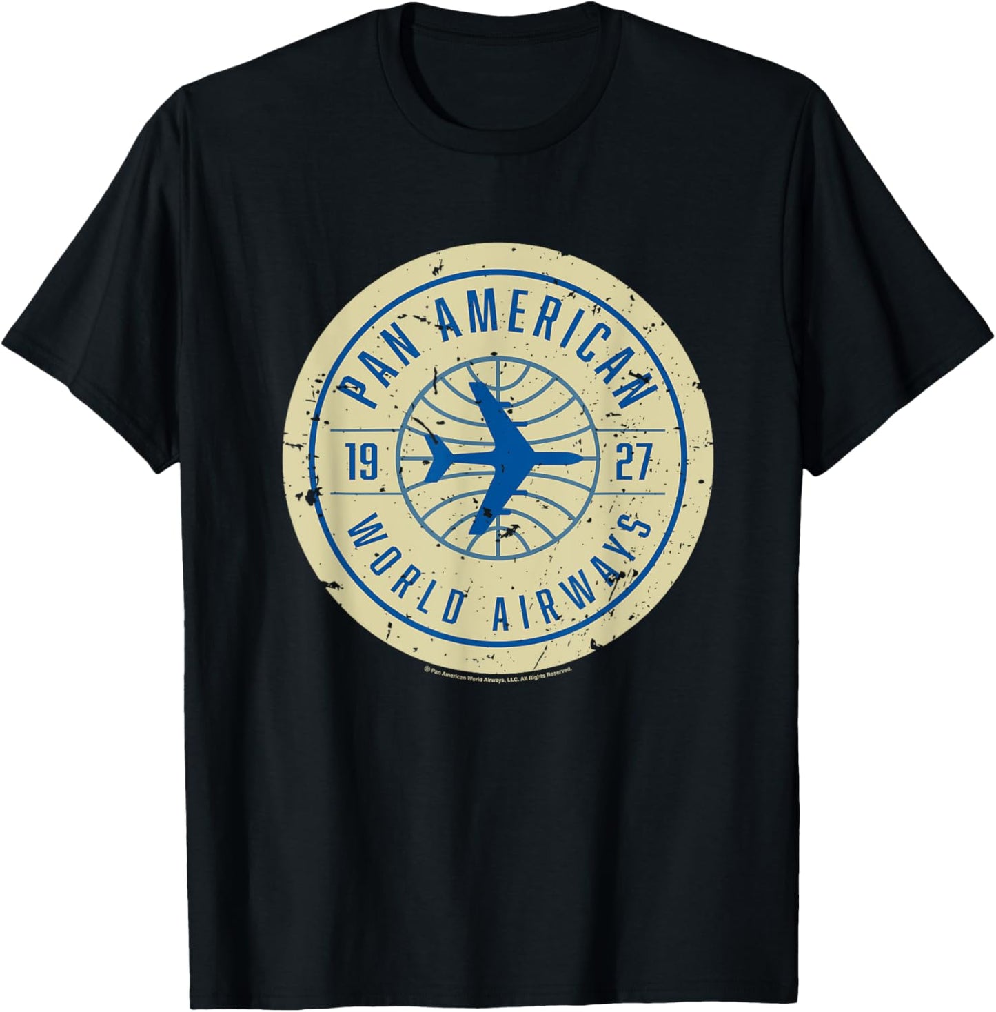 Pan Am 1927 World Airways Plane Badge Logo T-Shirt - T-Shirt | Black