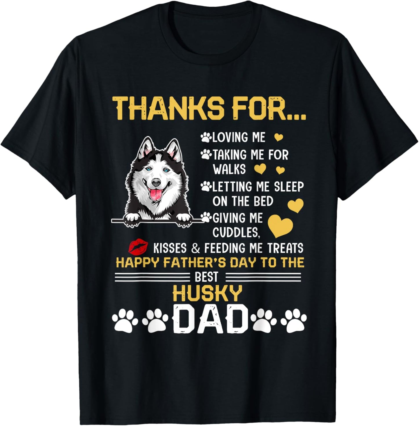 Best Husky Dog Dad Lover Happy Father's Day Women T-Shirt - T-Shirt | Black