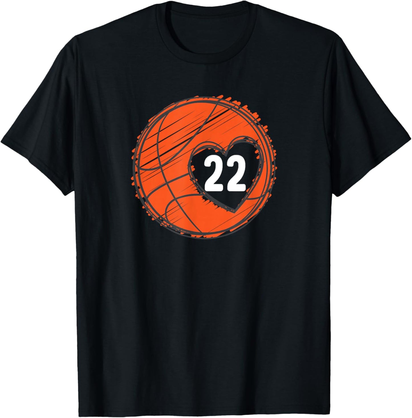 #22 Number 22 - Basketball Graphic Saying Ball Bball Cute T-Shirt - T-Shirt | Black