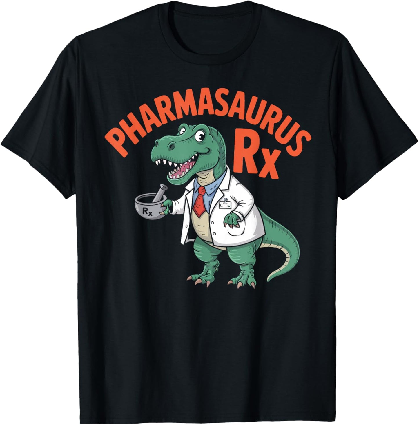 Funny Pharmasaurus Rx Dinosaur Pharmacy Technician Gifts T-Shirt - T-Shirt | Black