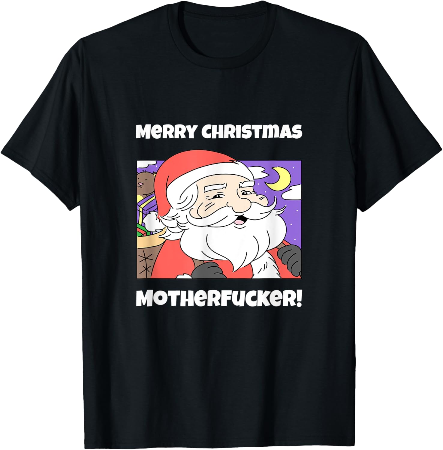 Merry Christmas Motherfucker Funny Santa Claus T-Shirt - T-Shirt | Black