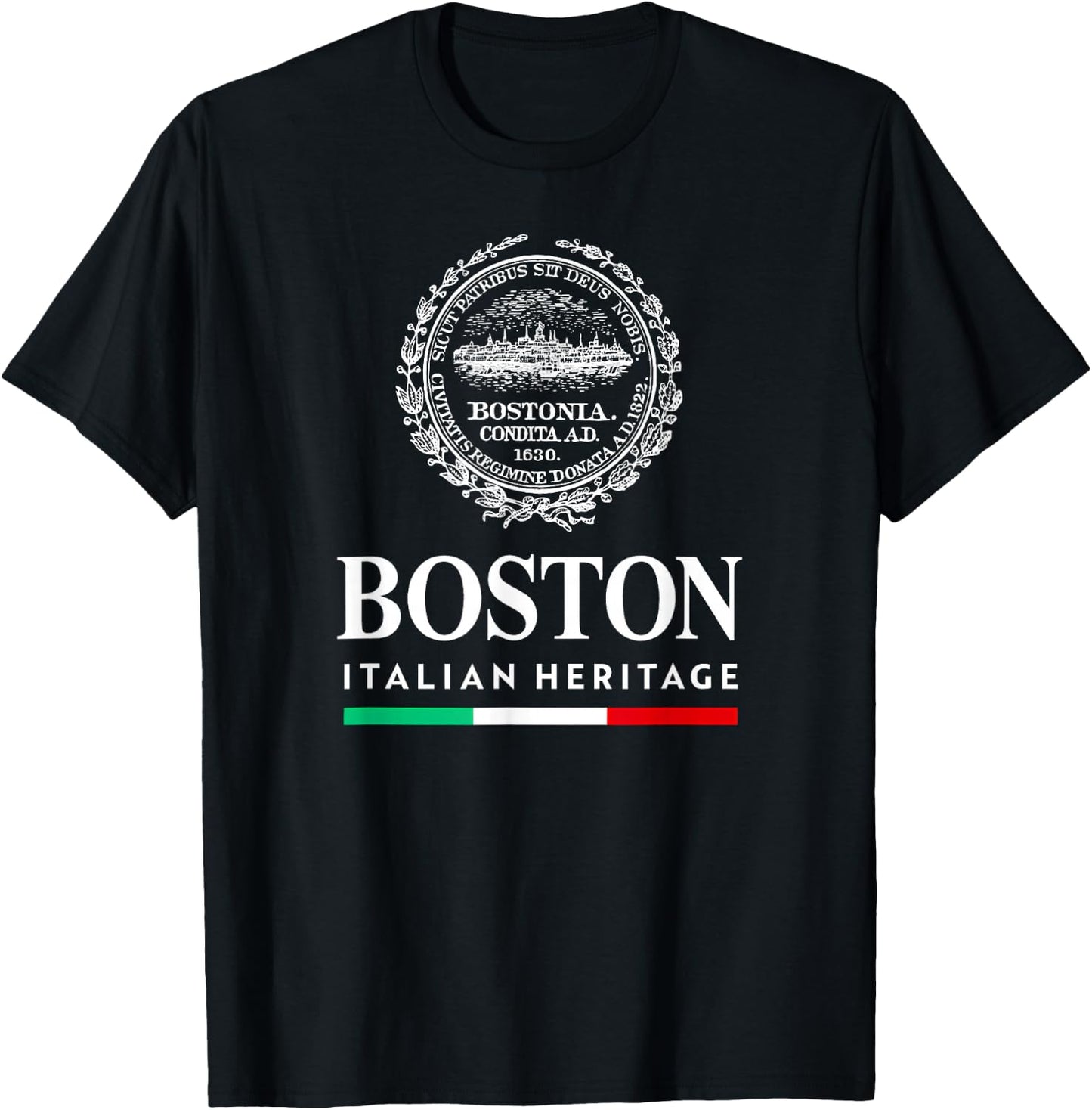 Boston Italian American Heritage Italy Flag Design T-Shirt - T-Shirt | Black