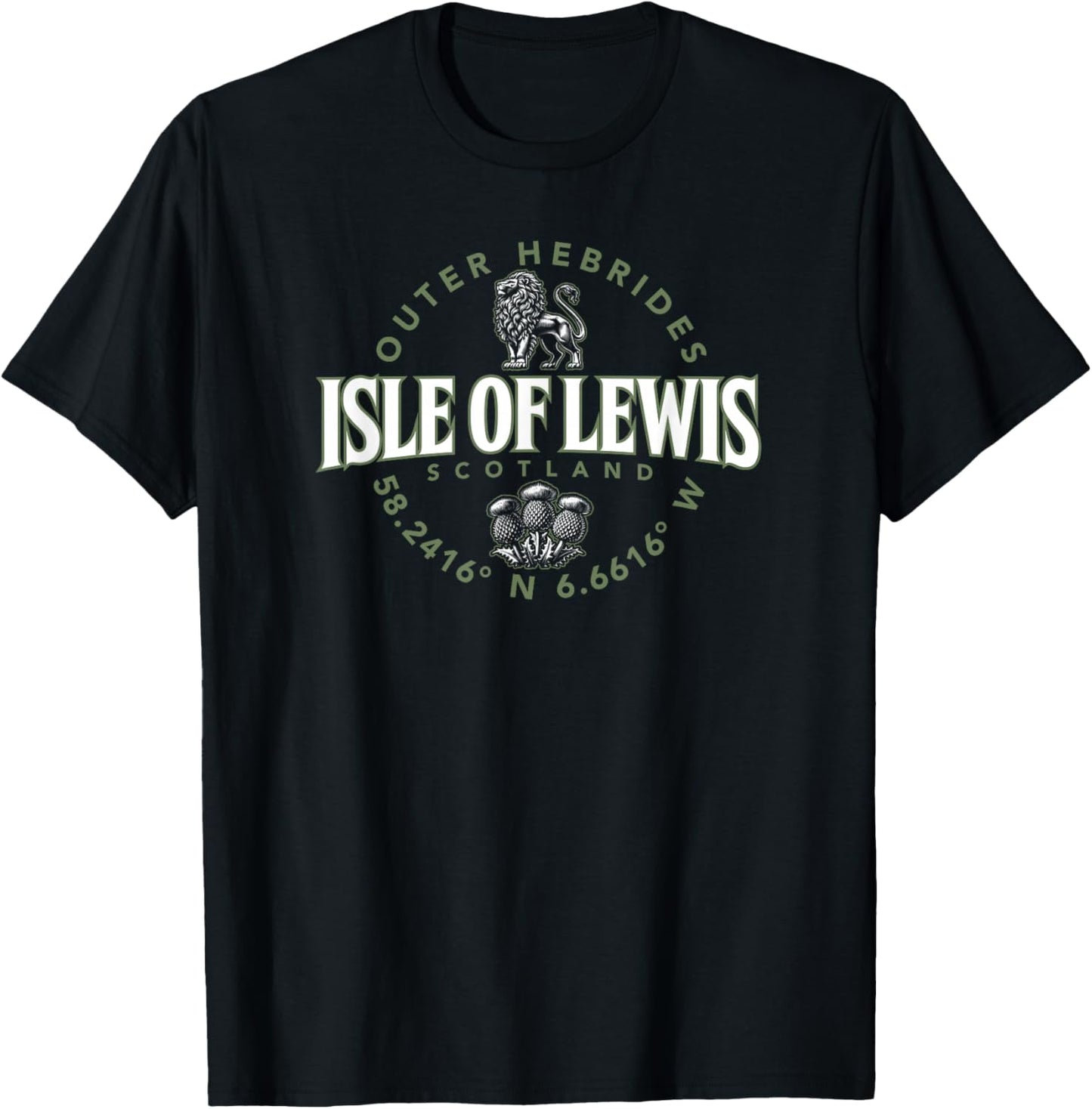 Isle of Lewis Scotland Outer Hebrides Coordinates Label 2C T-Shirt - T-Shirt | Black
