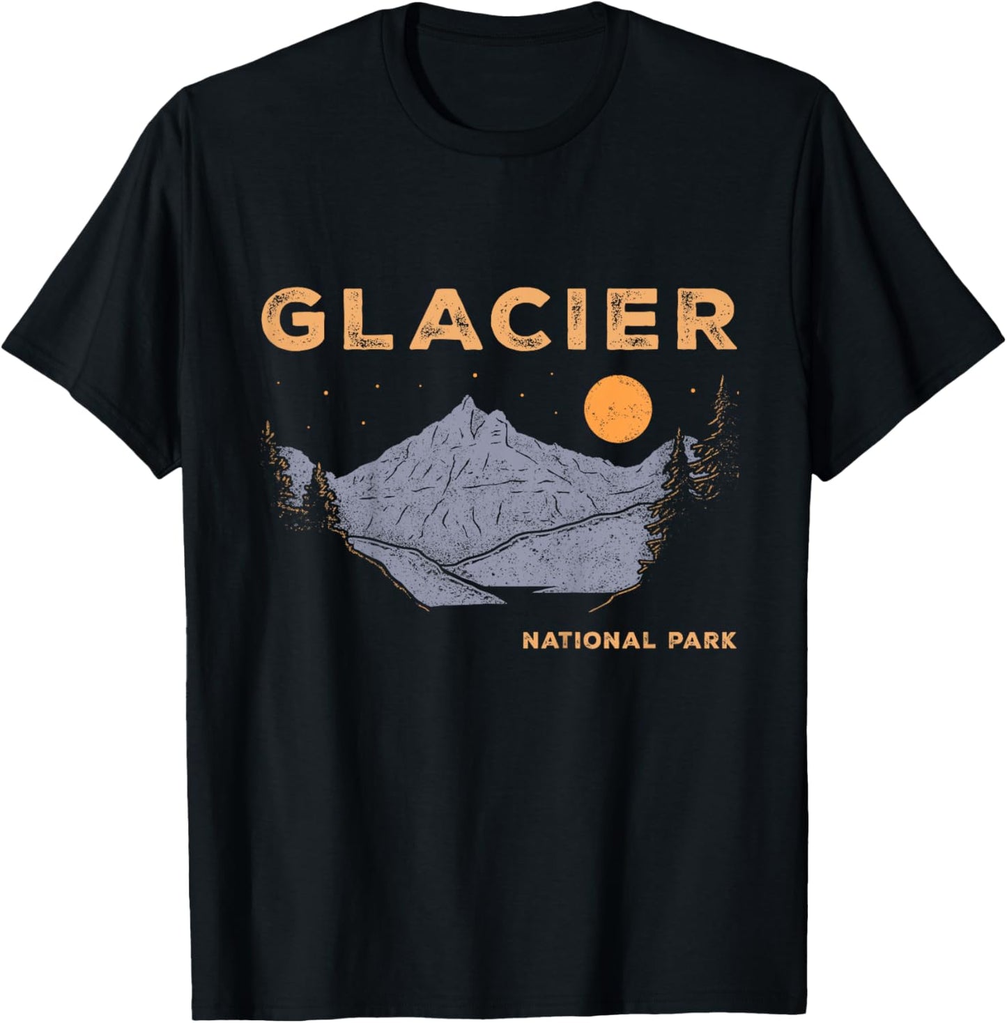 Retro Glacier National Park Souvenir Montana Boys Girls Kids T-Shirt - T-Shirt | Black