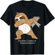 Brain Cancer Awareness Ribbon Dabbing Sloth Warrior Gift T-Shirt - T-Shirt | Black