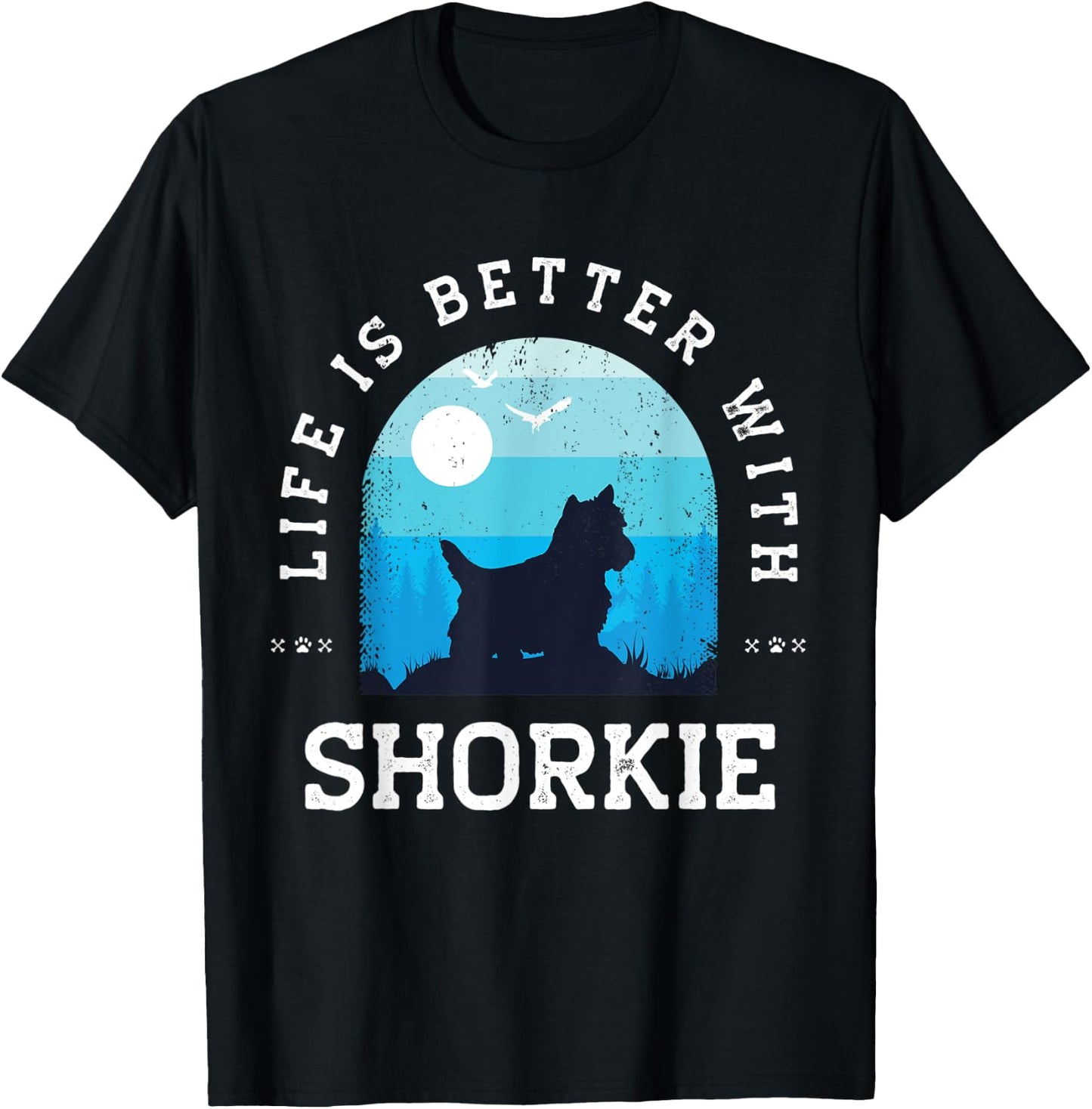 Life Better Shorkie Vintage Blue Dog Mom Dad Women Kids T-Shirt - T-Shirt | Black