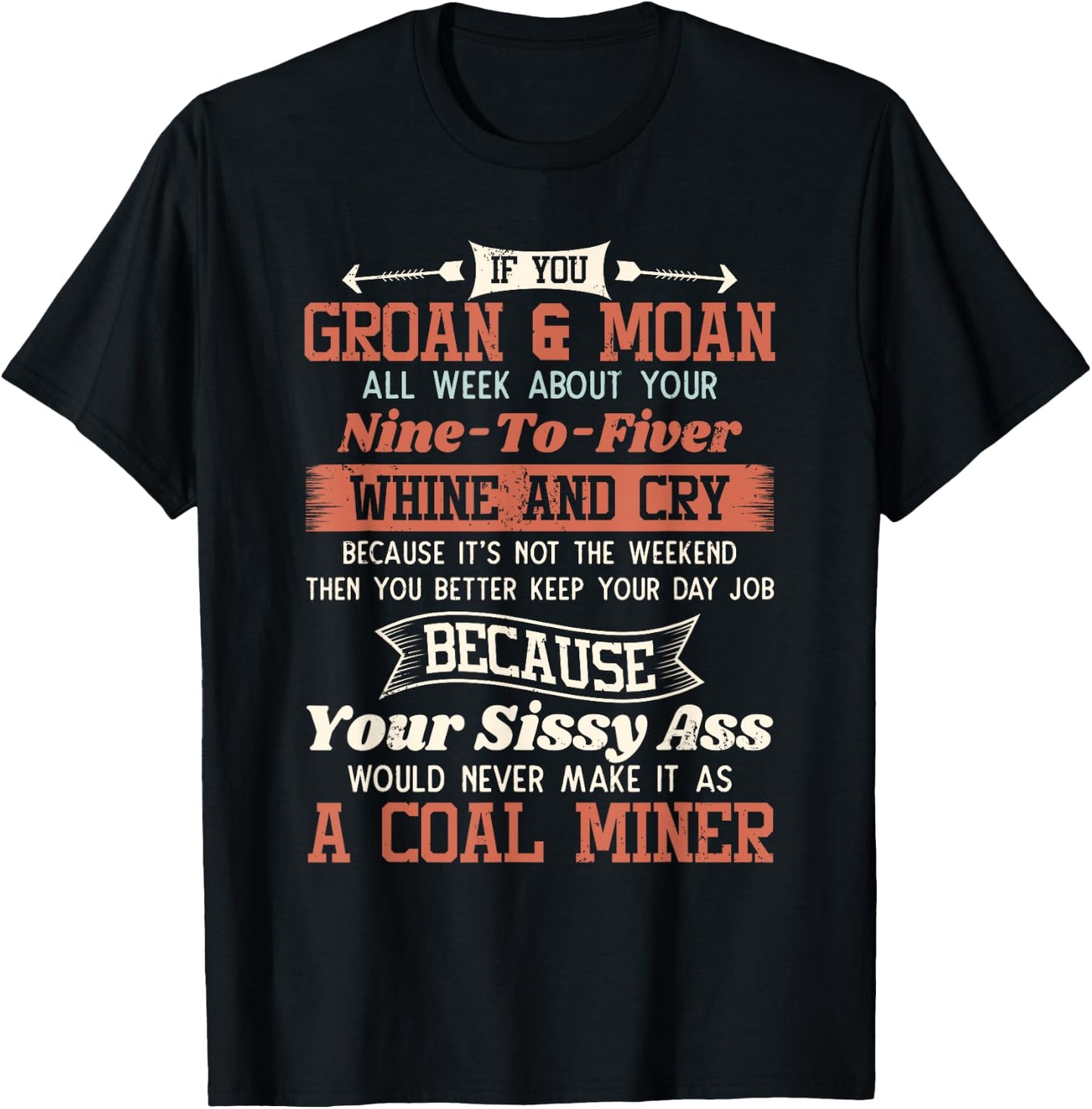 Funny Coal Miner Shirt - If you Groan And Moan T-Shirt - T-Shirt | Black
