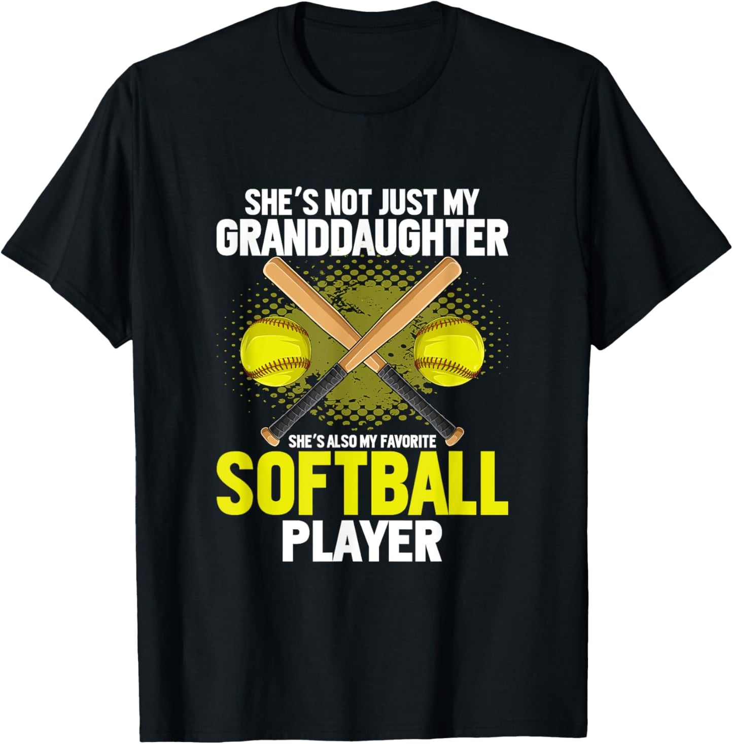 Softball Grandfather Grandpa Softball Player Daughter Sport T-Shirt - T-Shirt | Black