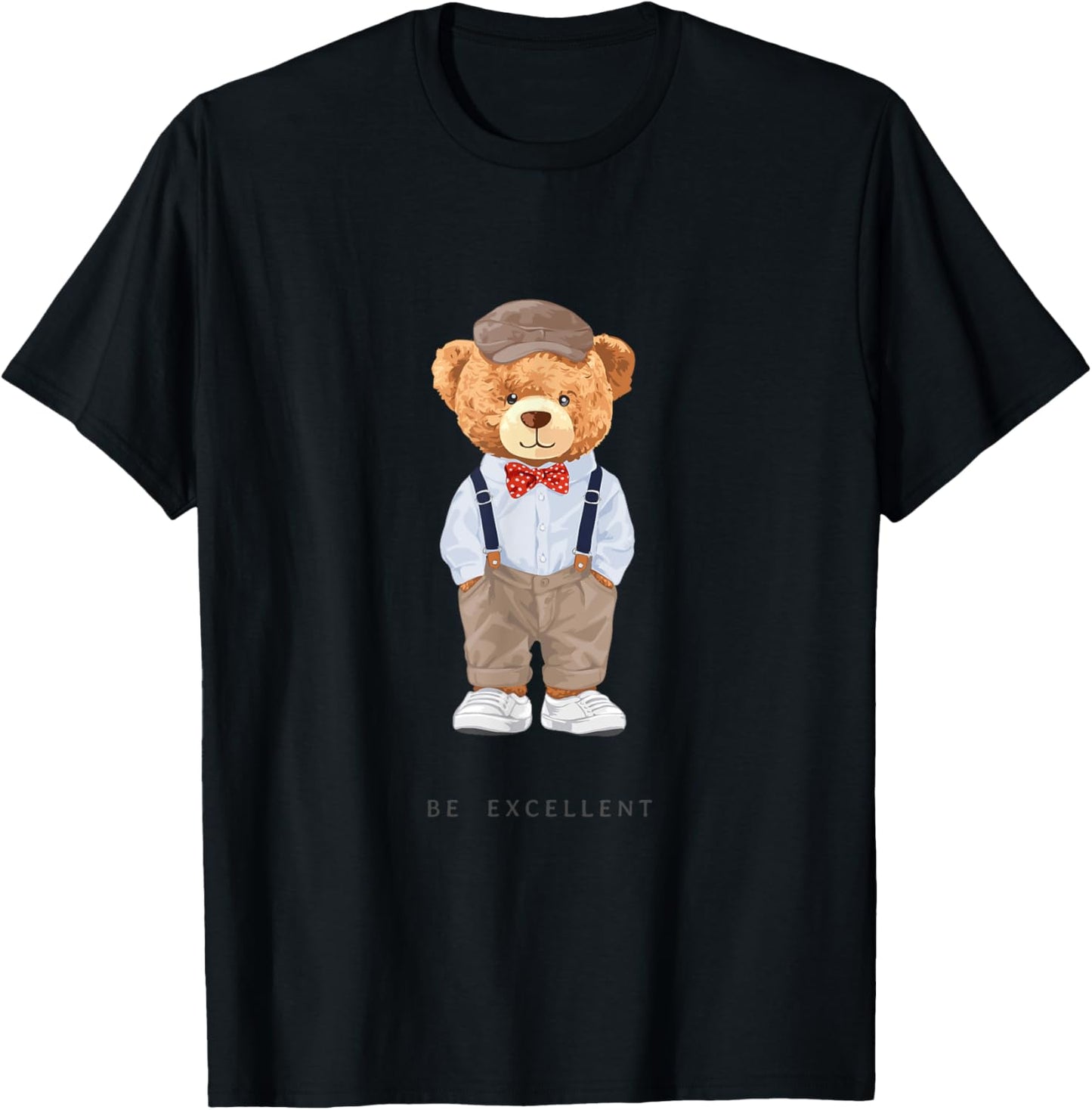 Bahaa's -Adults, Kids Black Cartoon Teddy Bear T-Shirt - T-Shirt | Black