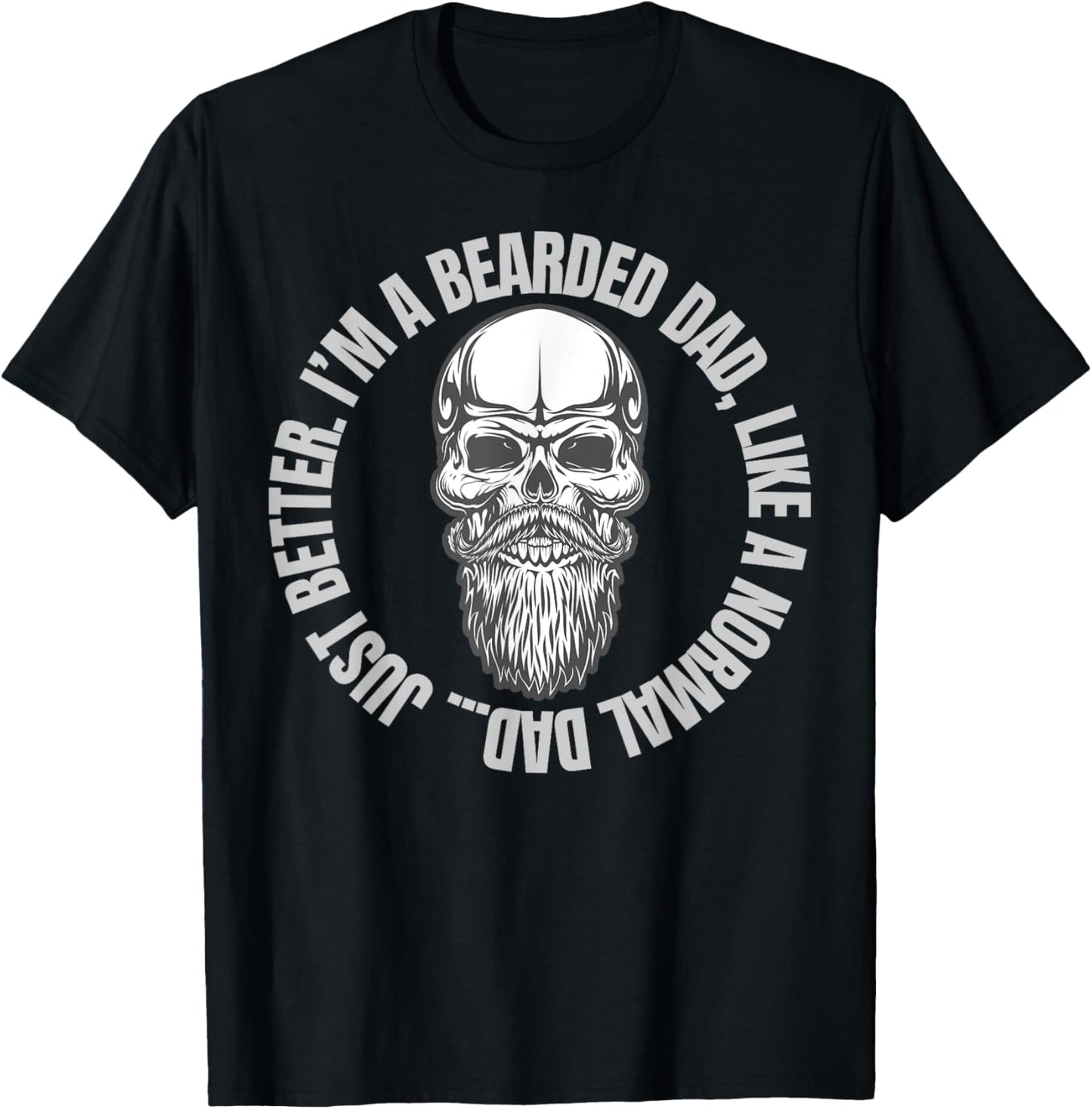 Beard Skull Tattoo Shirt Bearded Dad Gift Power In The Beard T-Shirt - T-Shirt | Black