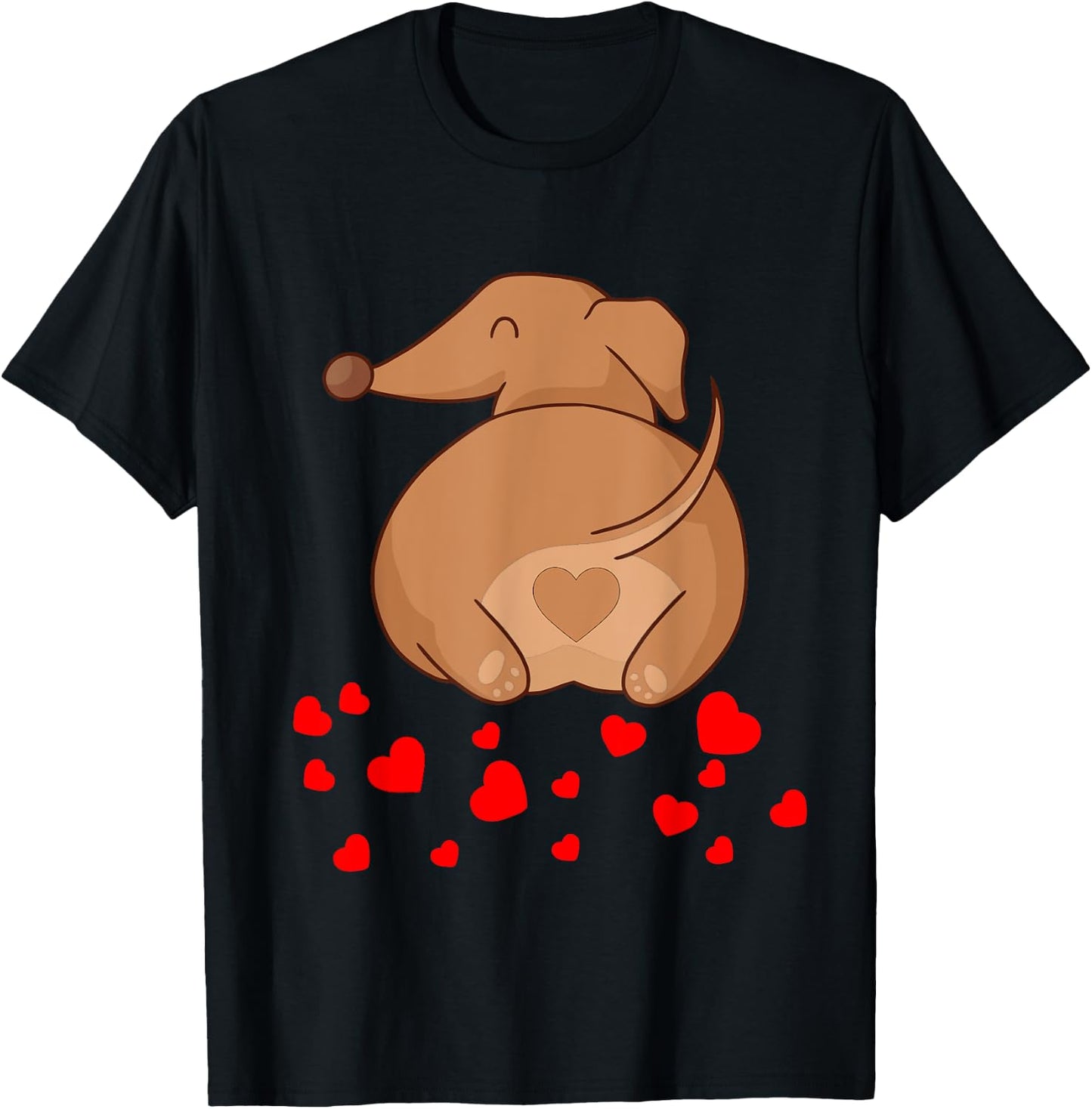 Dachshund Weenie Dog Lover Valentines Day T-Shirt - T-Shirt | Black