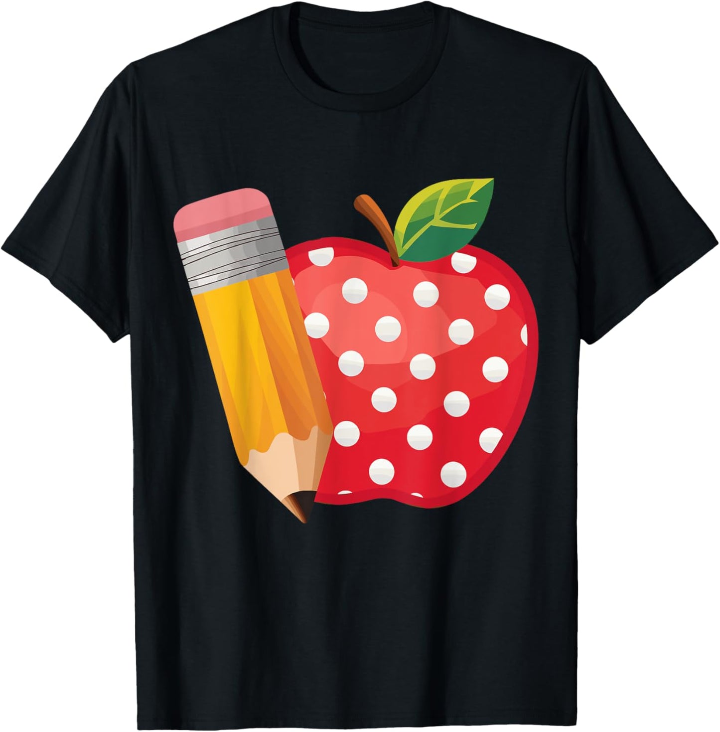 Back to School Pencil and Apple Teacher Student T-Shirt - T-Shirt | Black