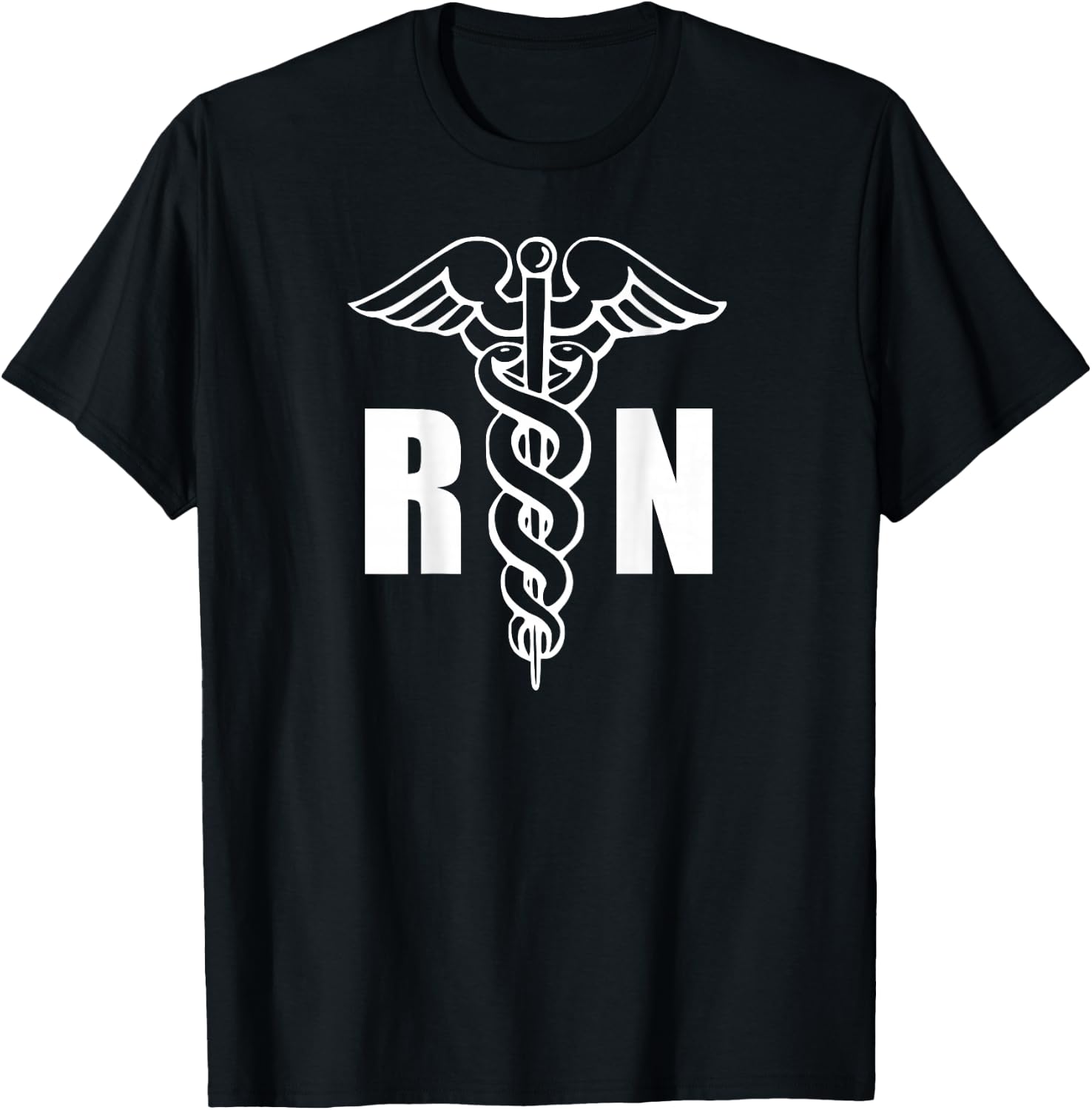 Nurse RN Caduceus Medical Symbol Nursing (Back Design) T-Shirt - T-Shirt | Black