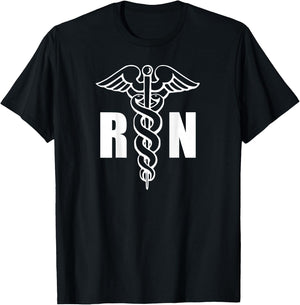 Nurse RN Caduceus Medical Symbol Nursing (Back Design) T-Shirt - T-Shirt | Black
