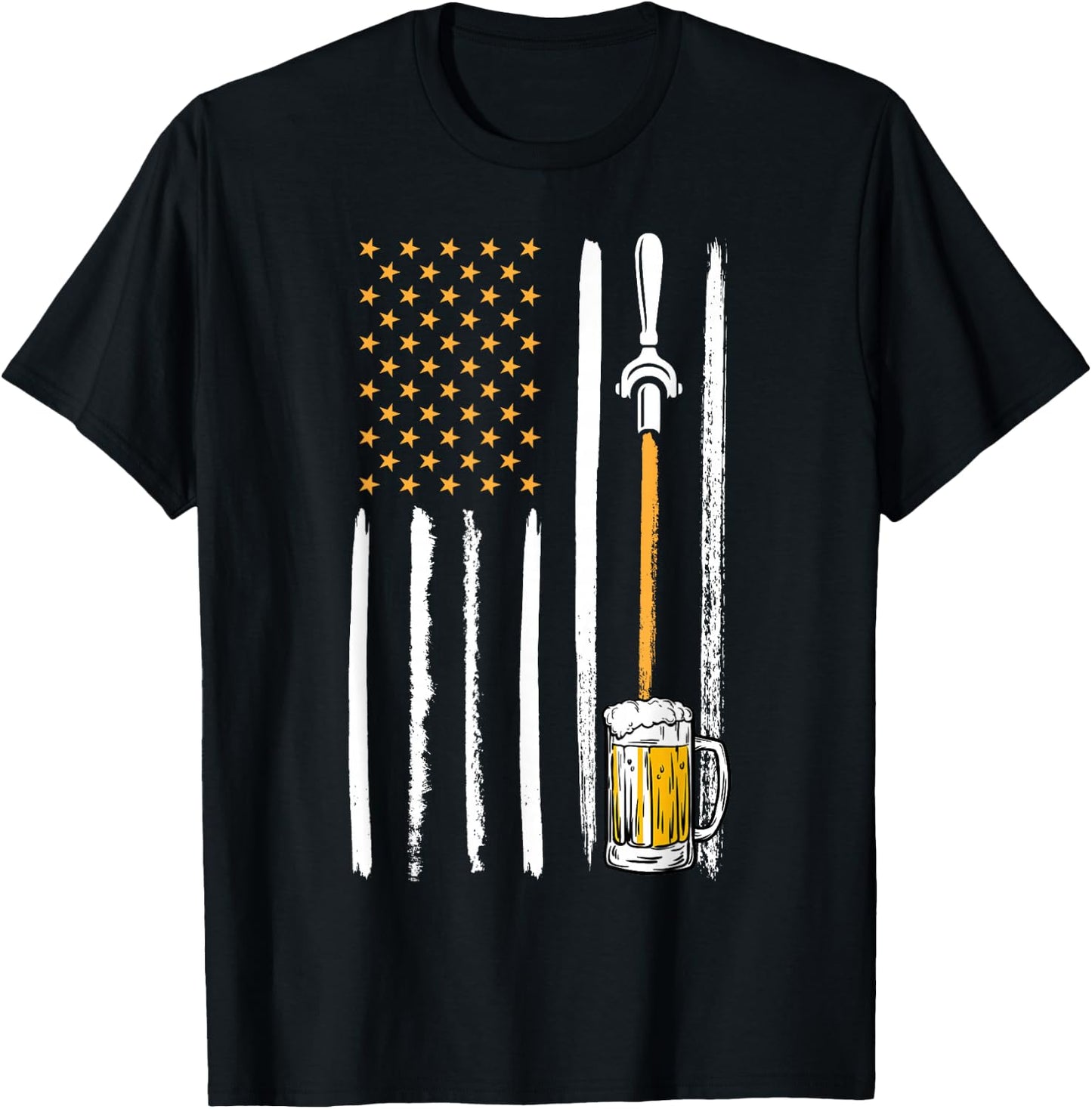 Craft Beer American Flag USA 4th July Brewery Alcohol Lovers T-Shirt - T-Shirt | Black