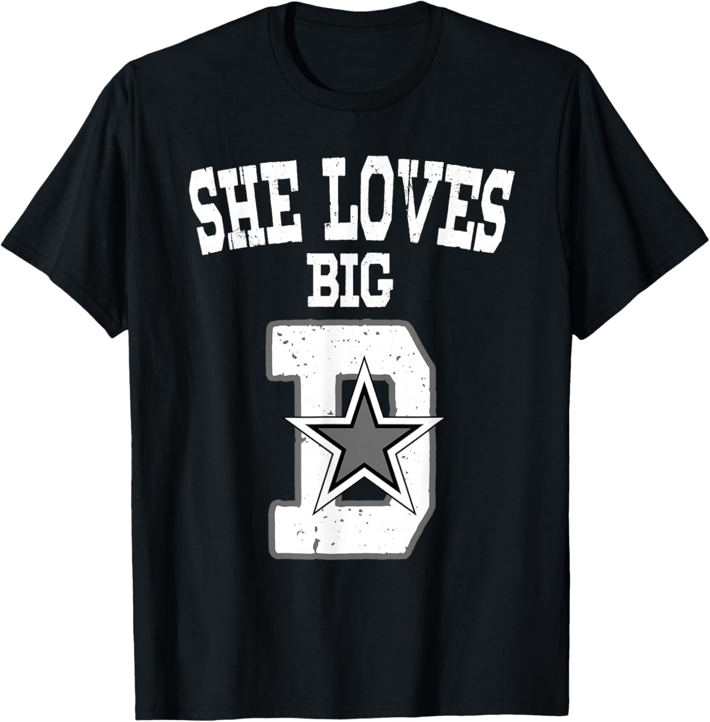 She Loves Big D - Distressed Dallas Denver Detroit Denmark T-Shirt - T-Shirt | Black