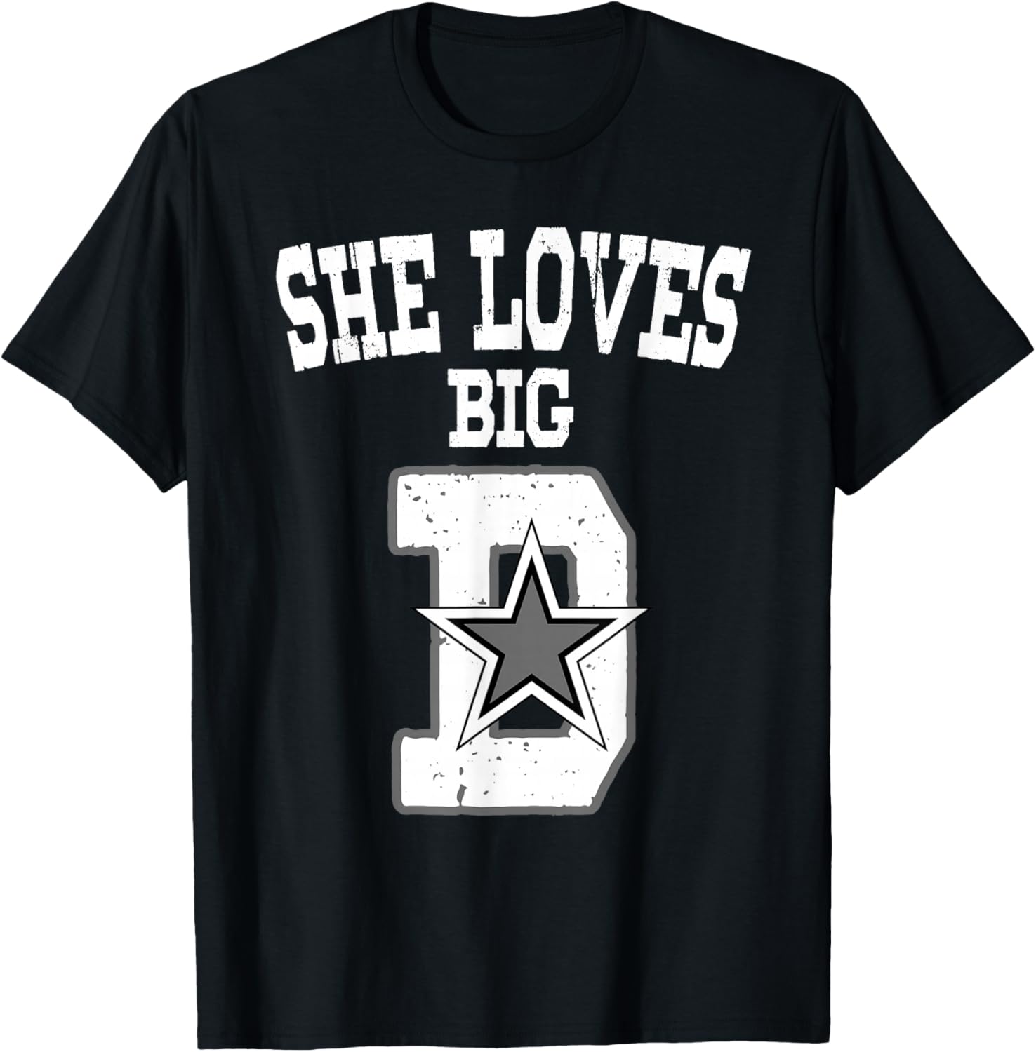 She Loves Big D - Distressed Dallas Denver Detroit Denmark T-Shirt - T-Shirt | Black