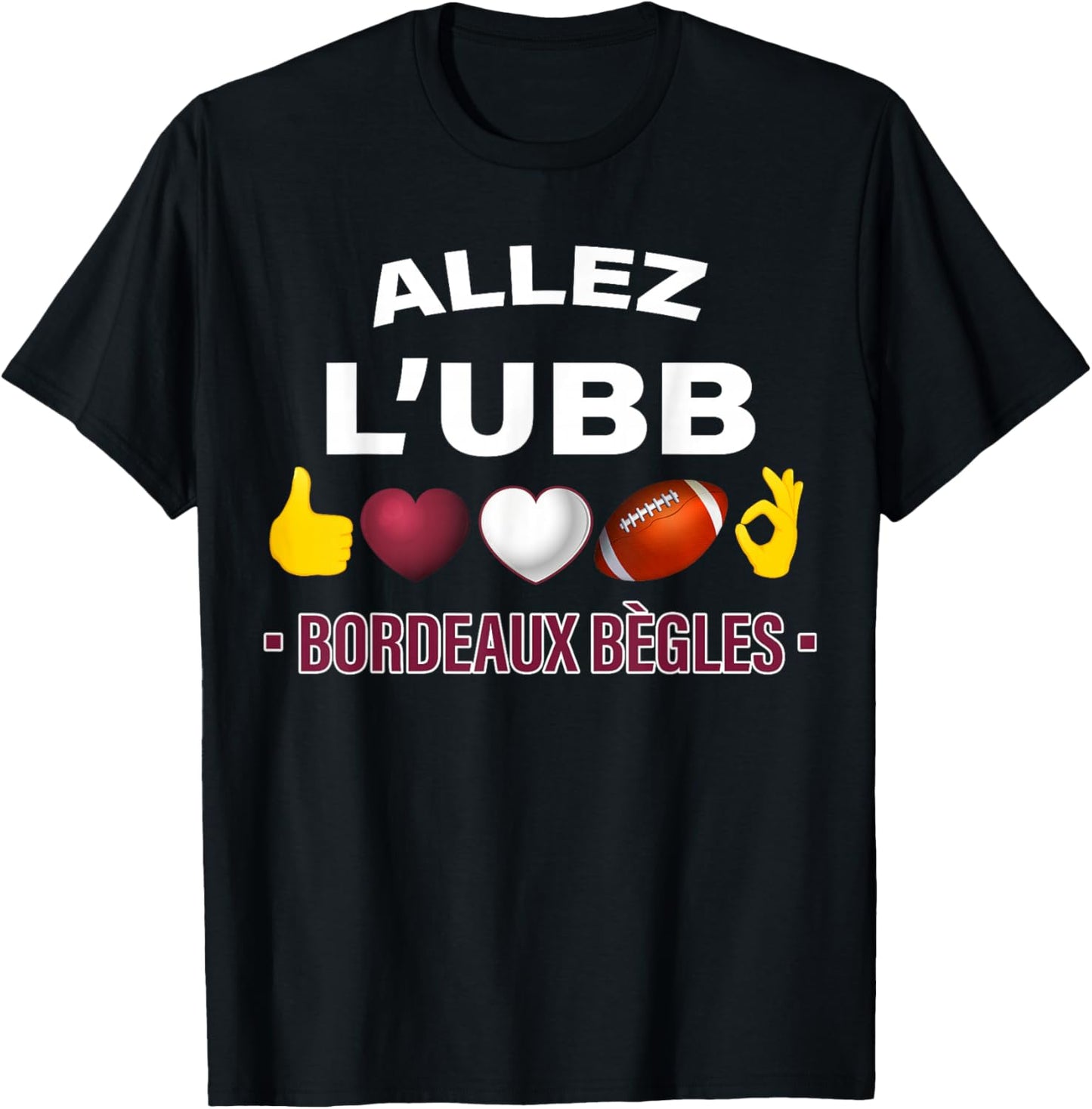 Rugby Gift Supporter Bordeaux UBB , Black, S T-Shirt - T-Shirt | Black